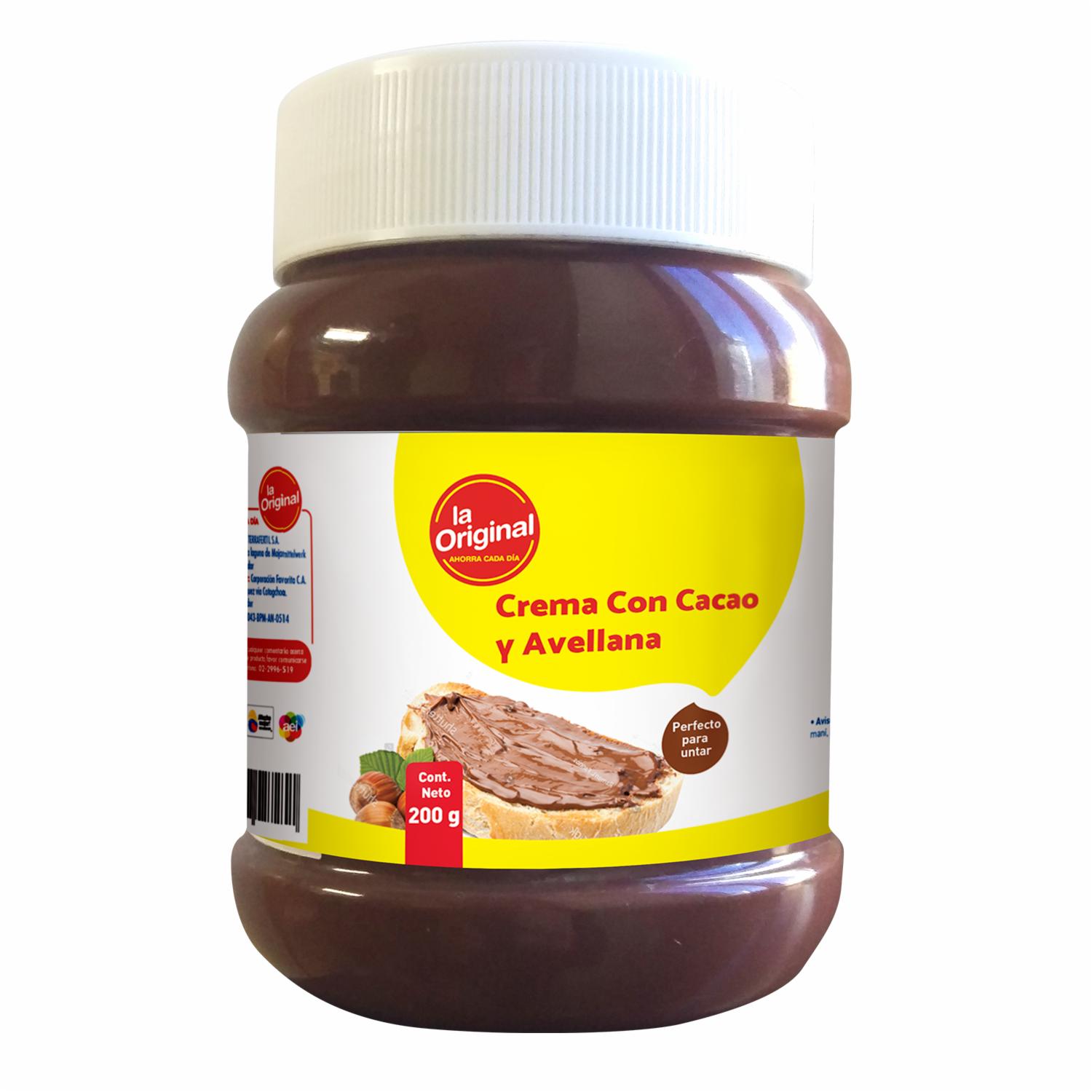 Crema De Cacao Y Avellanas LA ORIGINAL 200 G