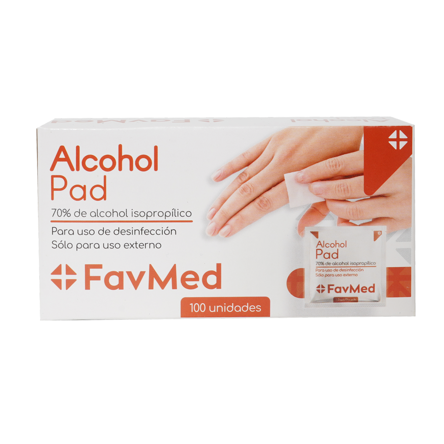Alcohol Pad 70% De Alcohol Isopropílico FAVMED 100 unidades