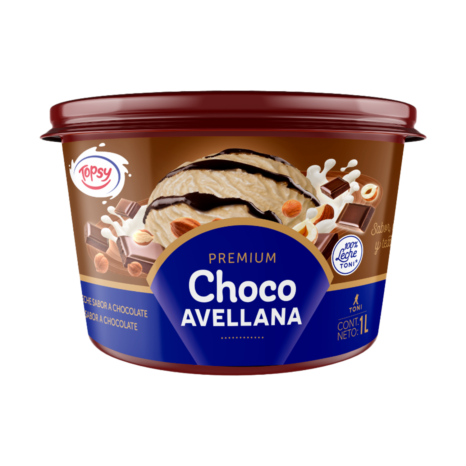 Helado Choco Avellana TOPSY 1000 Ml
