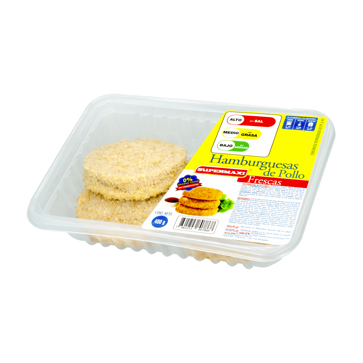 Hamburguesa De Pollo Frescas SUPERMAXI 400 G