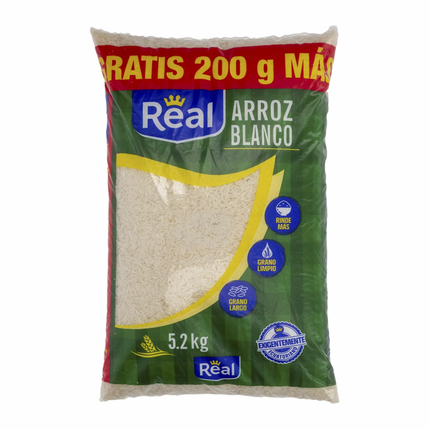 Arroz Blanco Grano Largo Y Limpio REAL 5.2 Kg