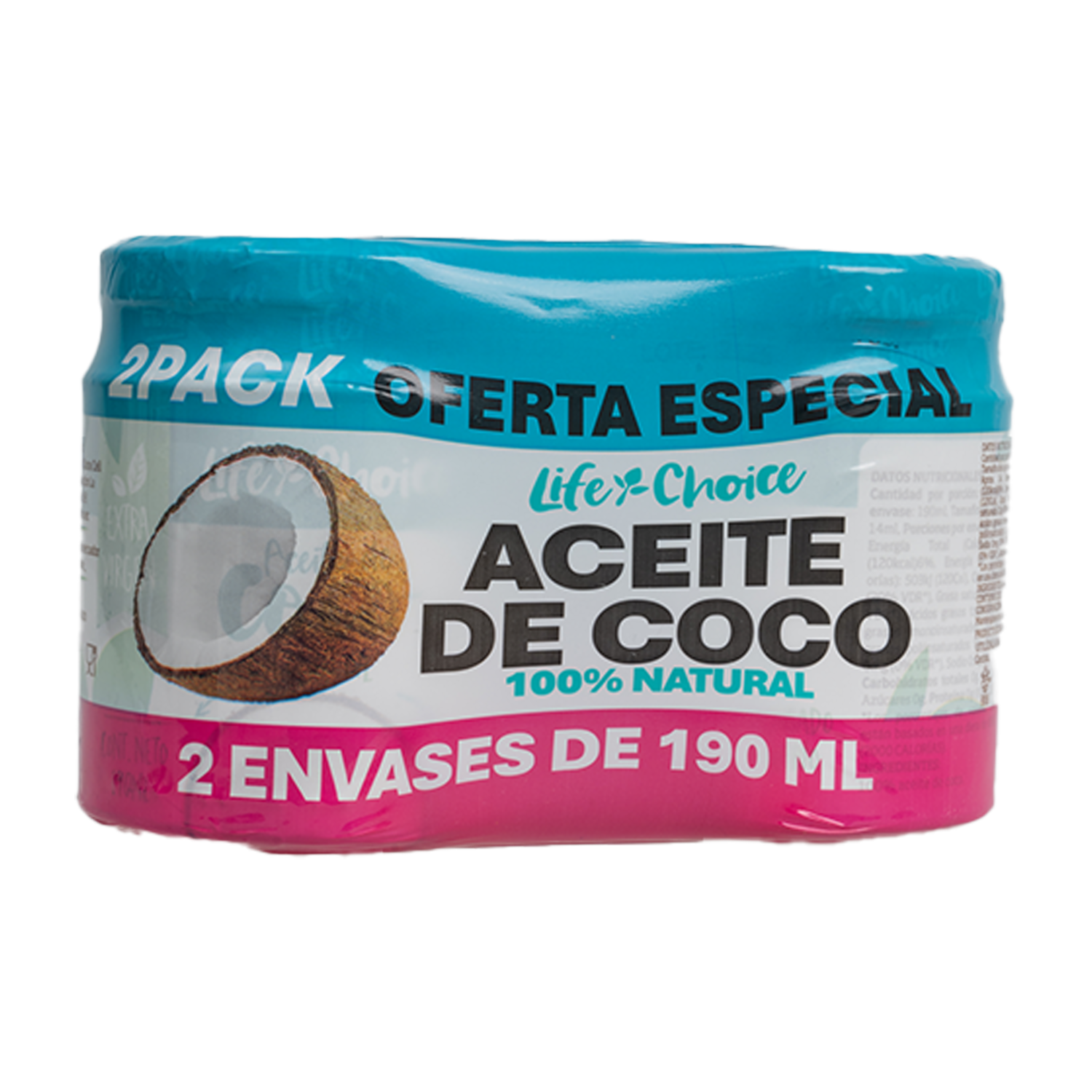 Aceite De Coco 100% Natural LIFE 2 X 190 Ml