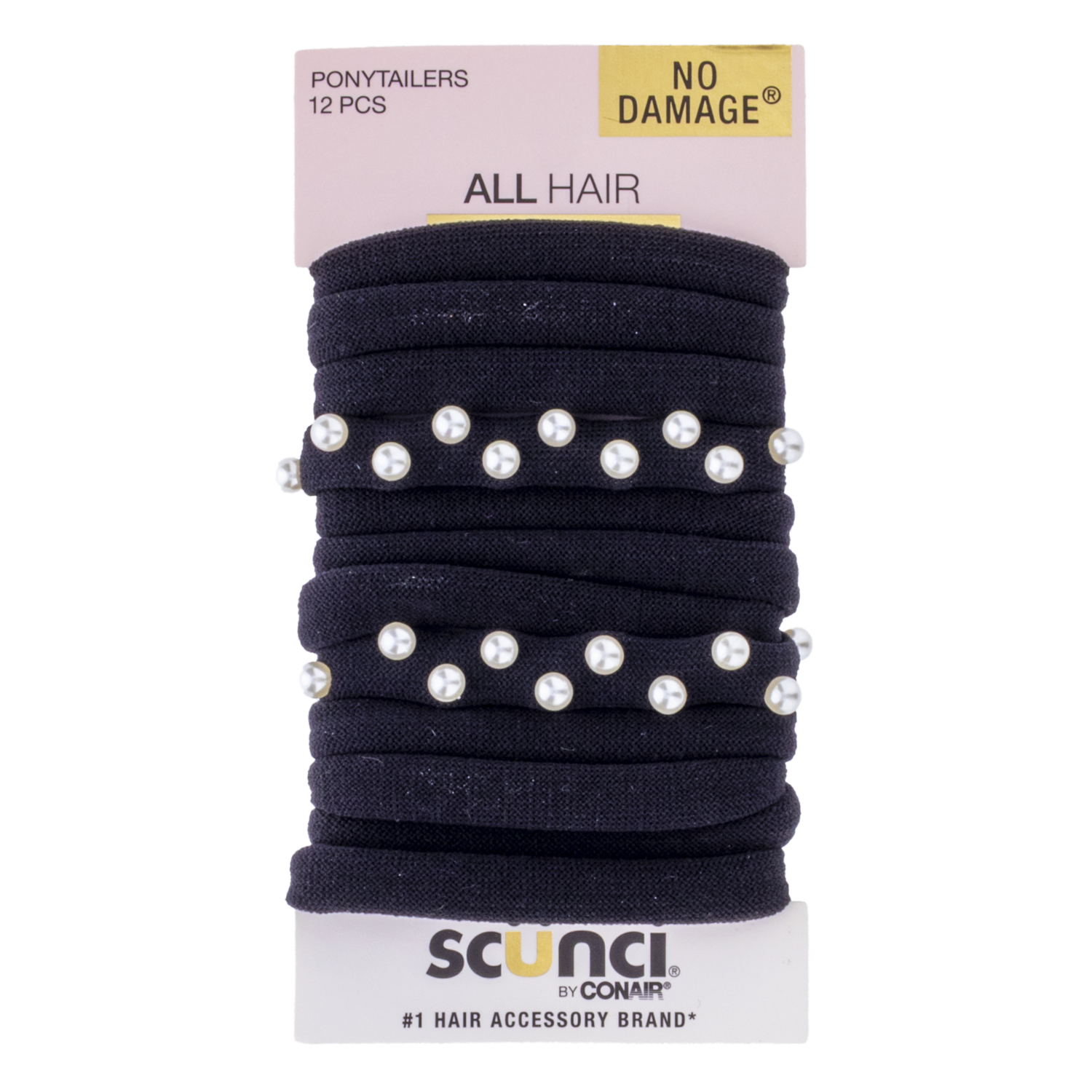 Vinchas De Cabello Tipo Elástico Negros Perlas X 12 CONAIR Paquete
