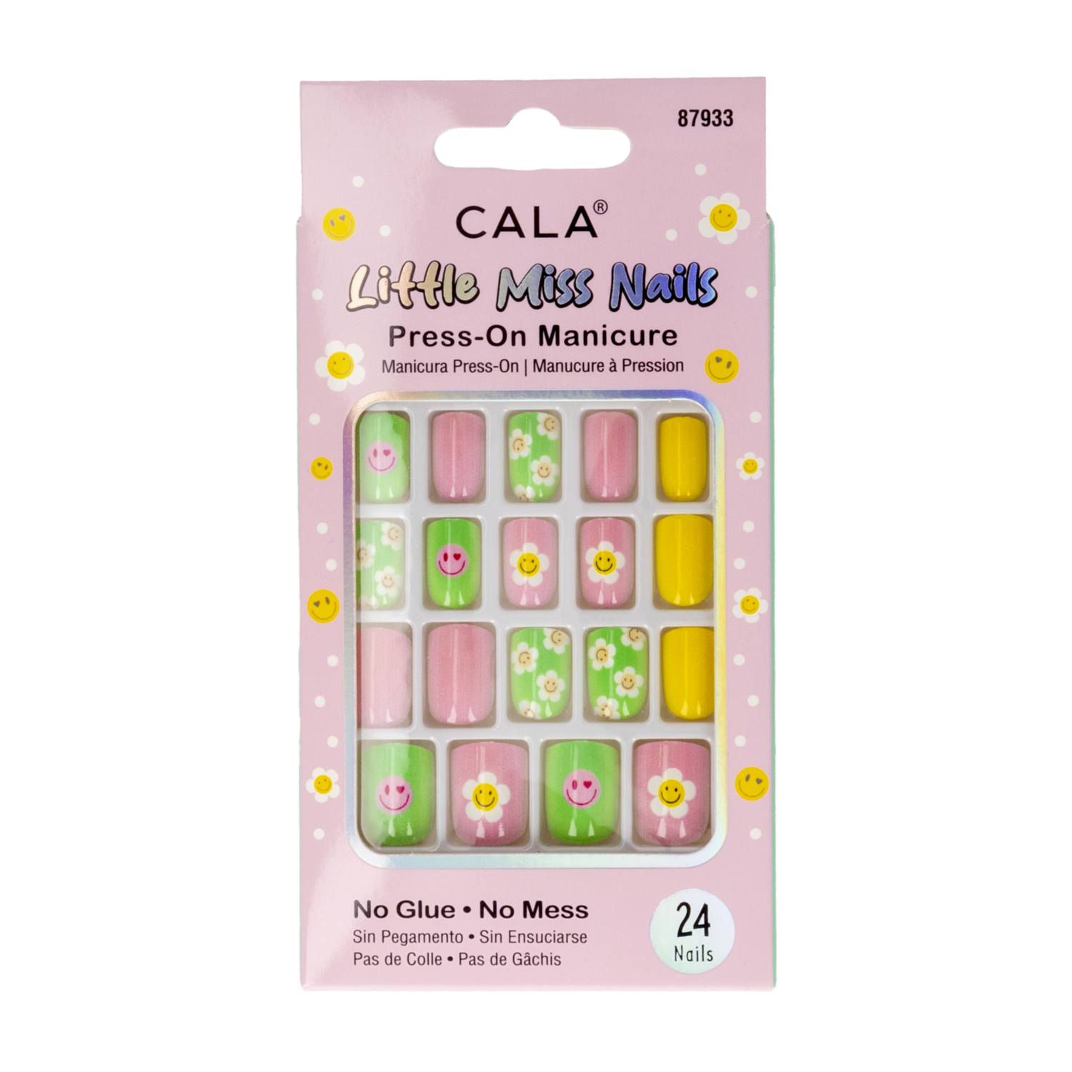 Uñas Postizas Green Pink Yellow CALA 24 Piezas