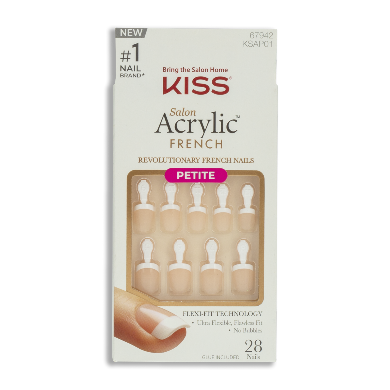 Uñas Postizas Salón Acrylic French Petite KISS X 28 Uds