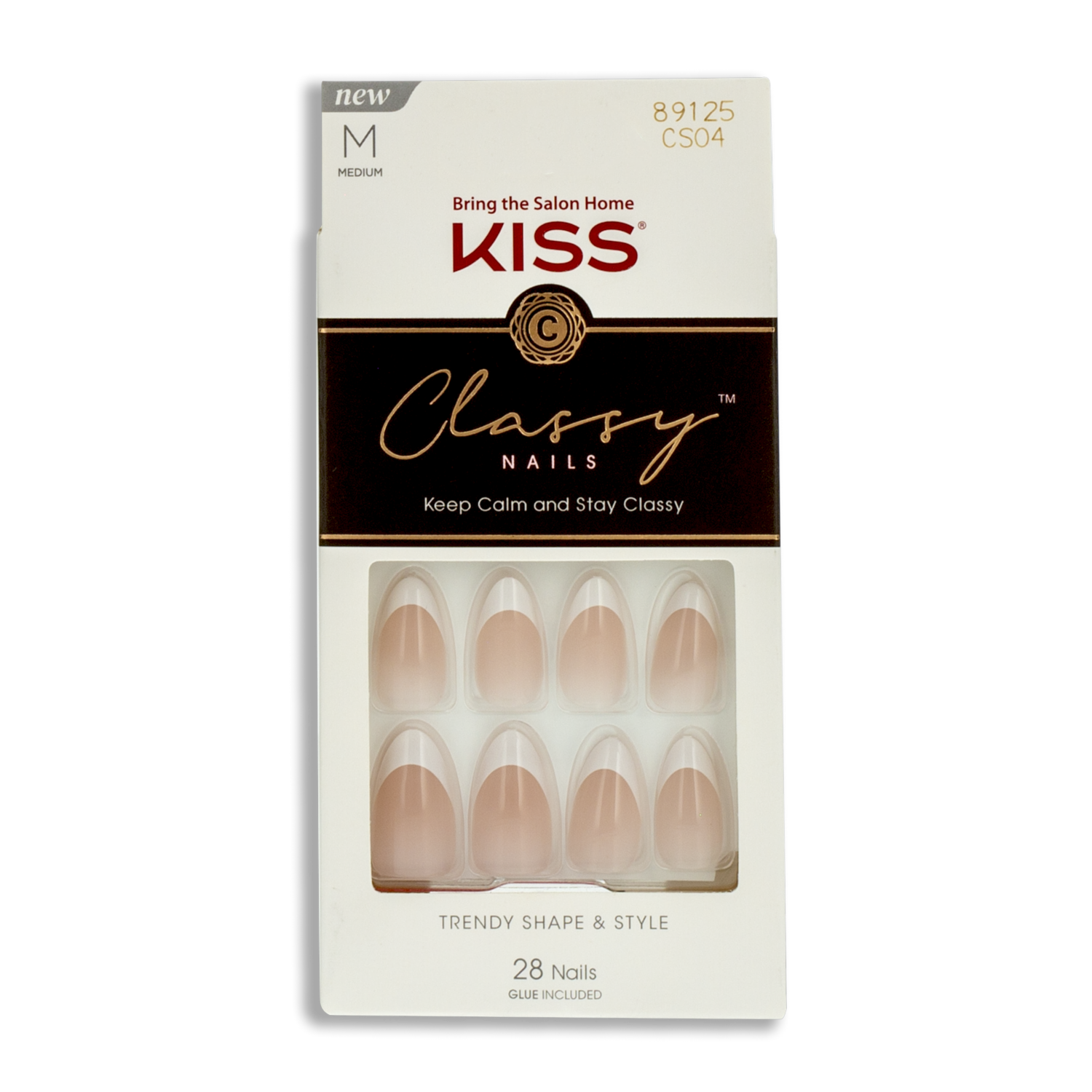 Uñas Postizas Medianas Classy Diseño Francés KISS X 28 Uds
