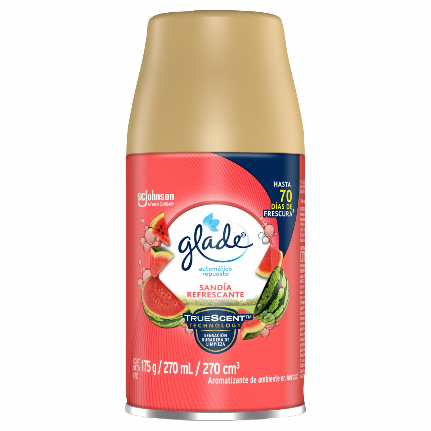 Ambientador Repuesto Atomizador Automático Fragancia Sandía Refrescante GLADE 270 Ml