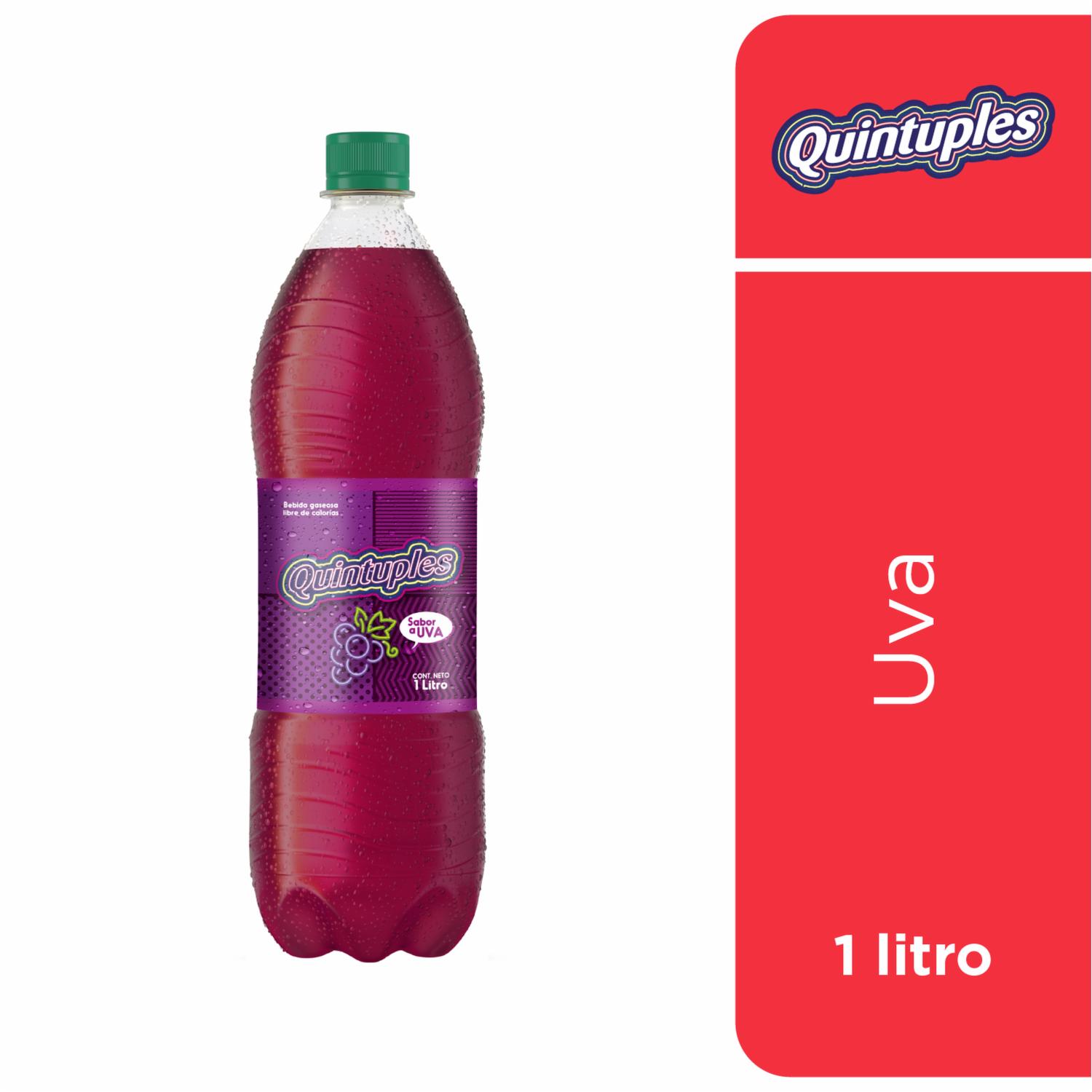 Bebida Gaseosa Sin Azúcar Sabor A Uva QUINTUPLES 1000 Ml