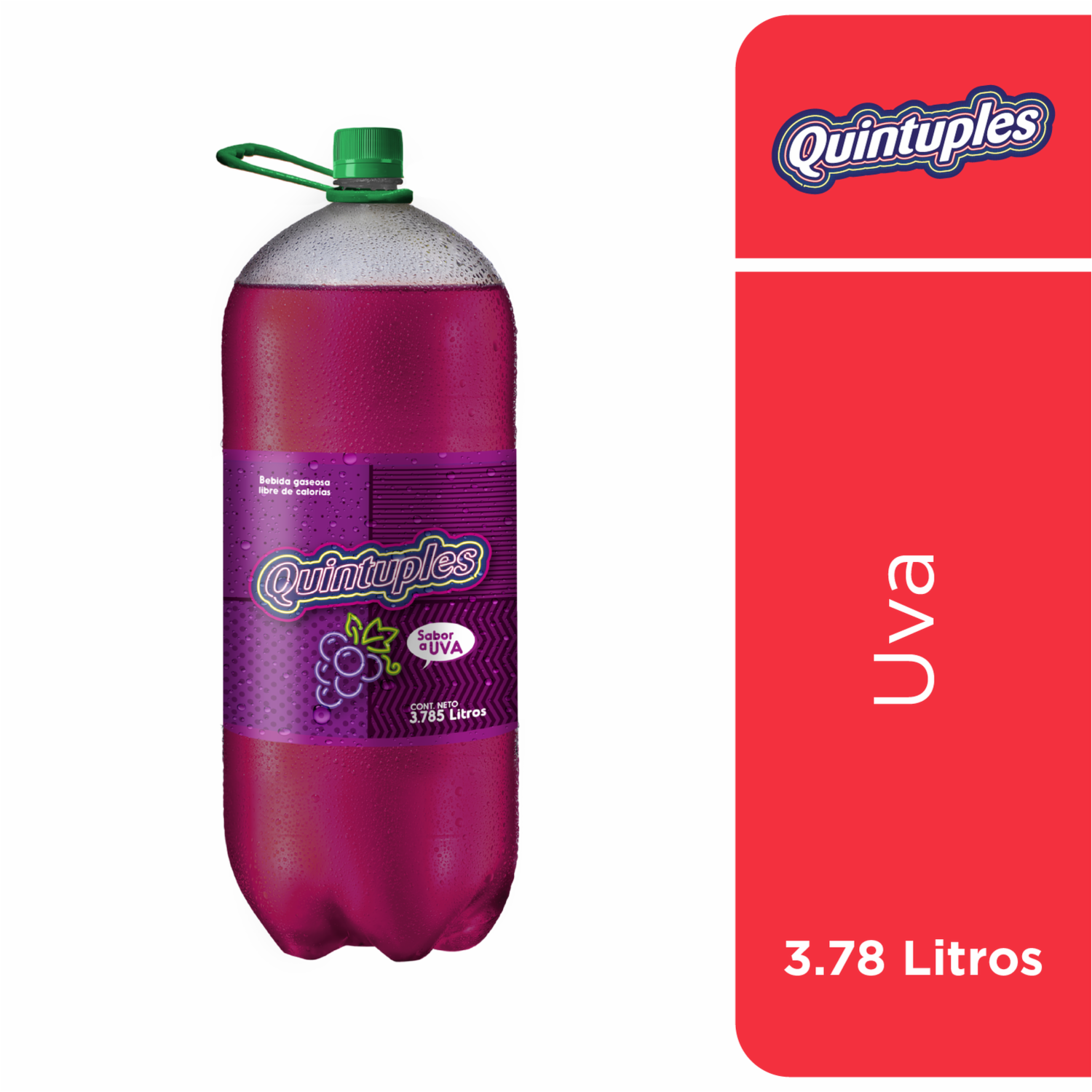 Bebida Gaseosa Sabor a Uva QUINTUPLES 3785 Ml