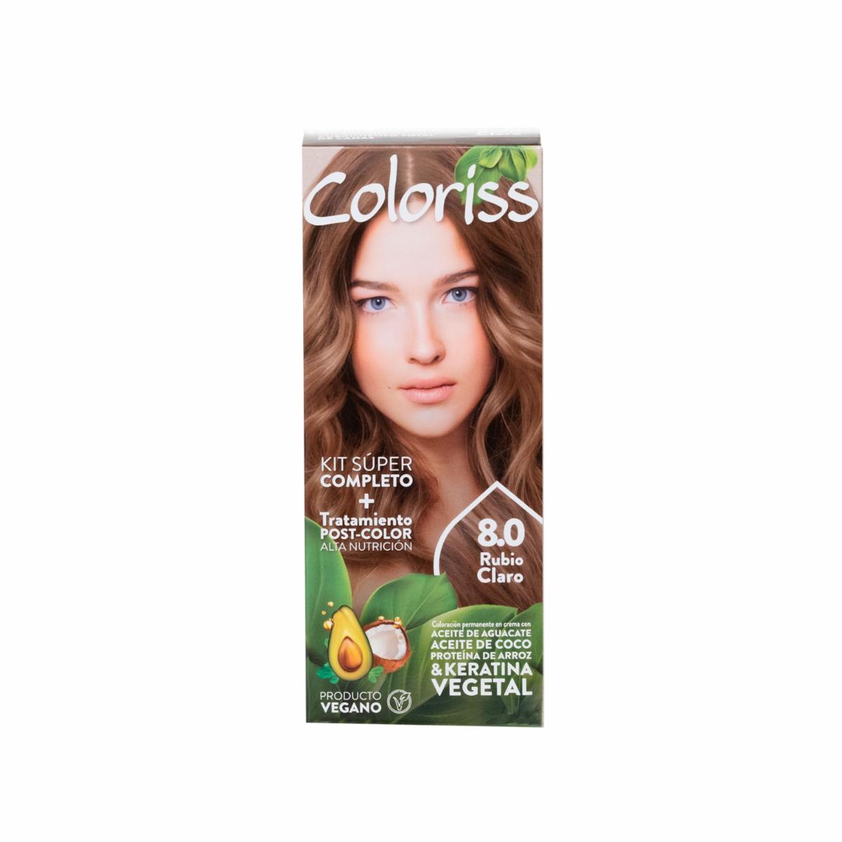 Tinte De Cabello Rubio Claro 8.0 Con Tratamiento Post Color COLORISS Kit 50 G