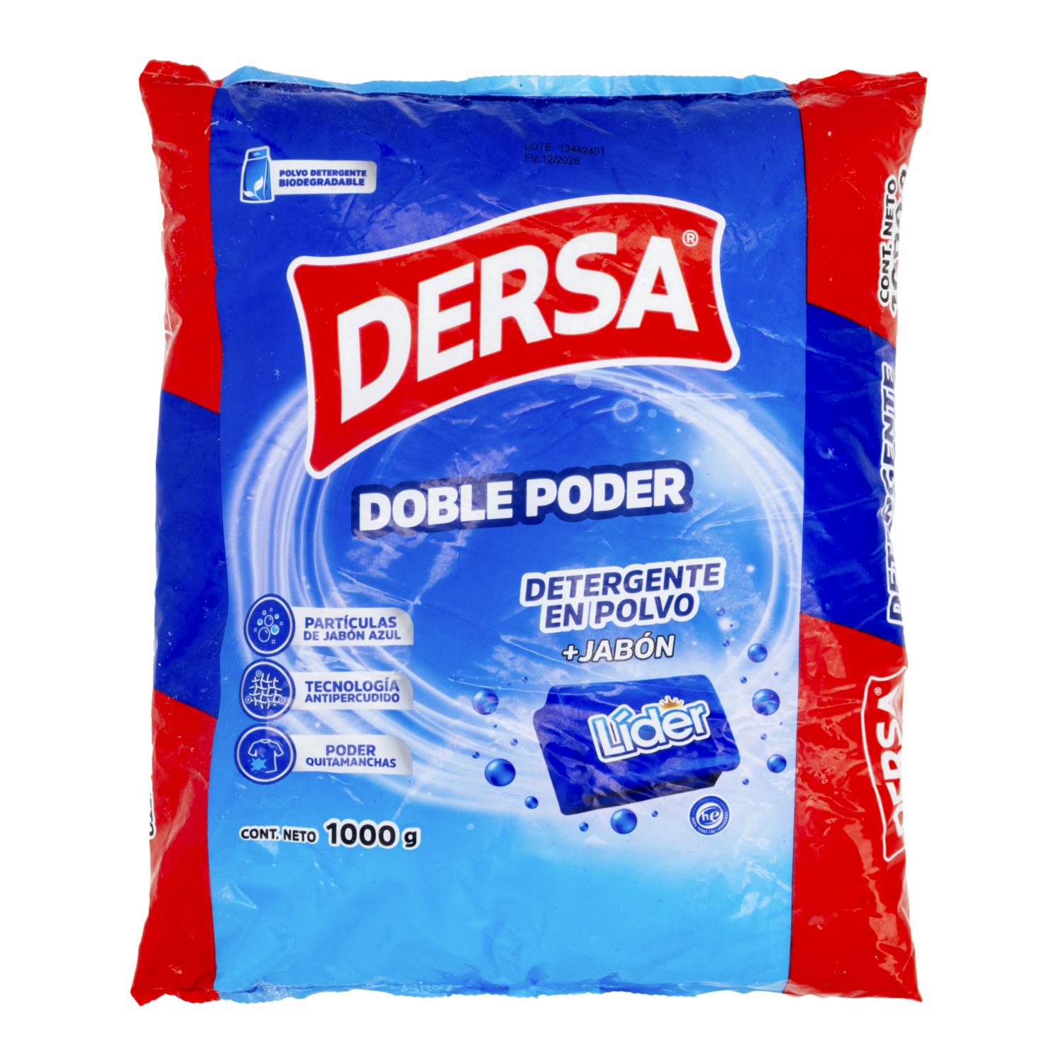 Detergente En Polvo Doble Poder + Jabón Líder DERSA 1000 G