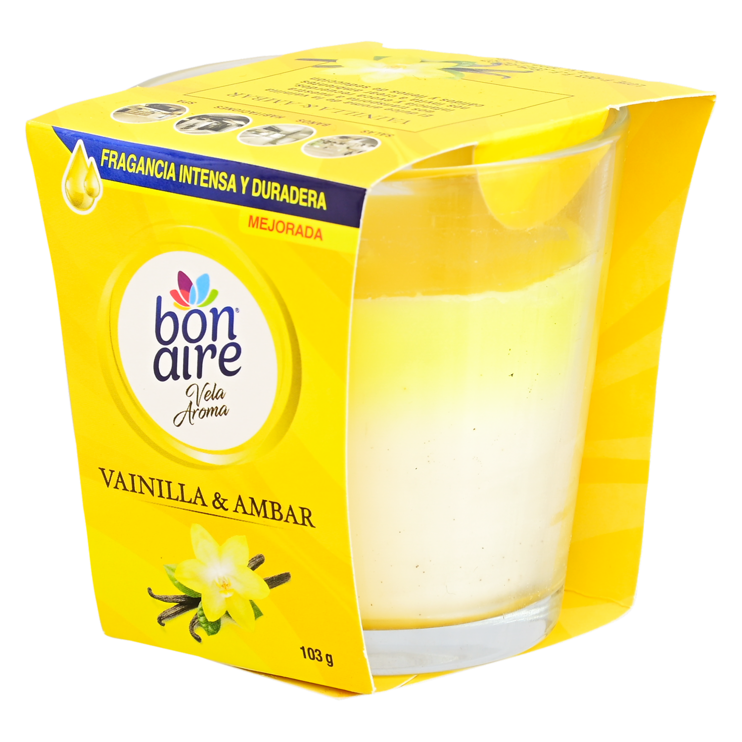 Vela Aromática Con Aceites Esenciales Naturales Vainilla Y Ámbar BONAIRE 103 G