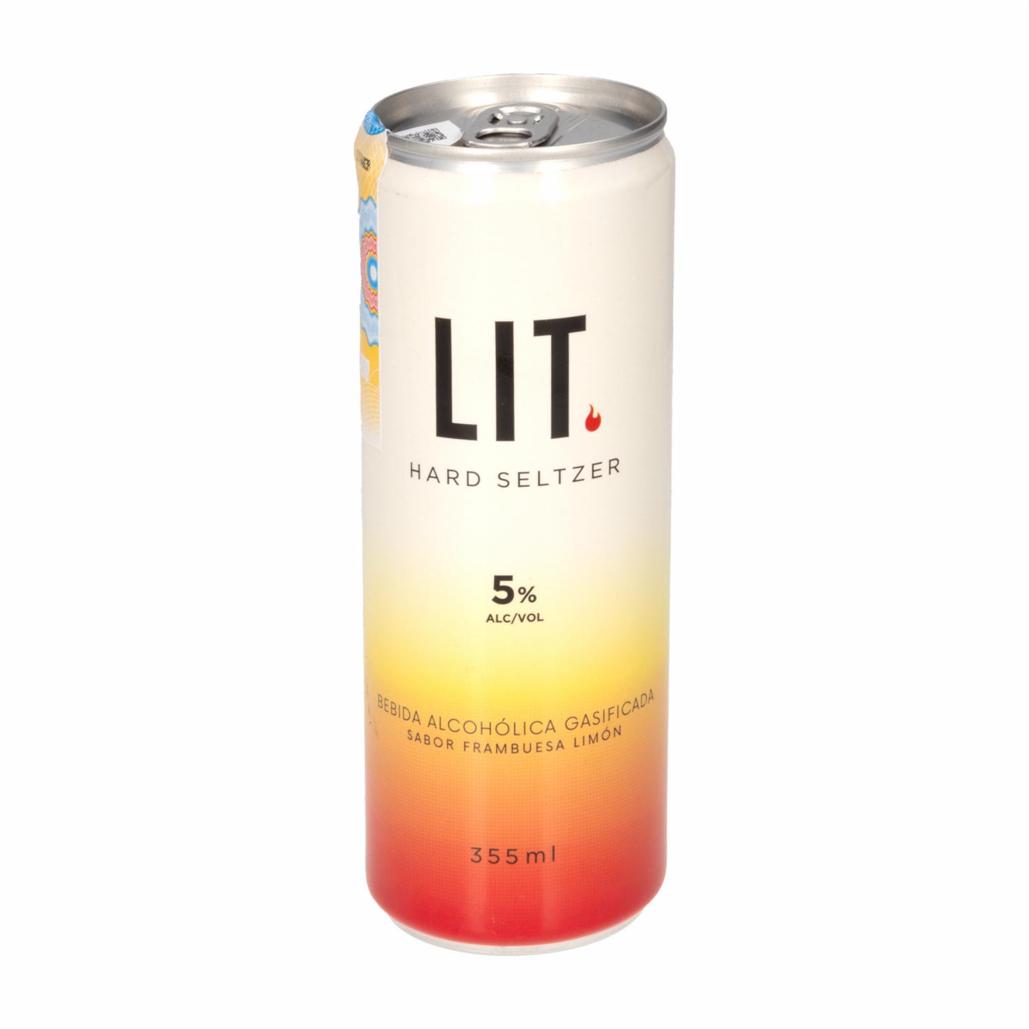 Coctel Sabor A Frambuesa Y Limón Lit Hard Seltzer 355 Ml