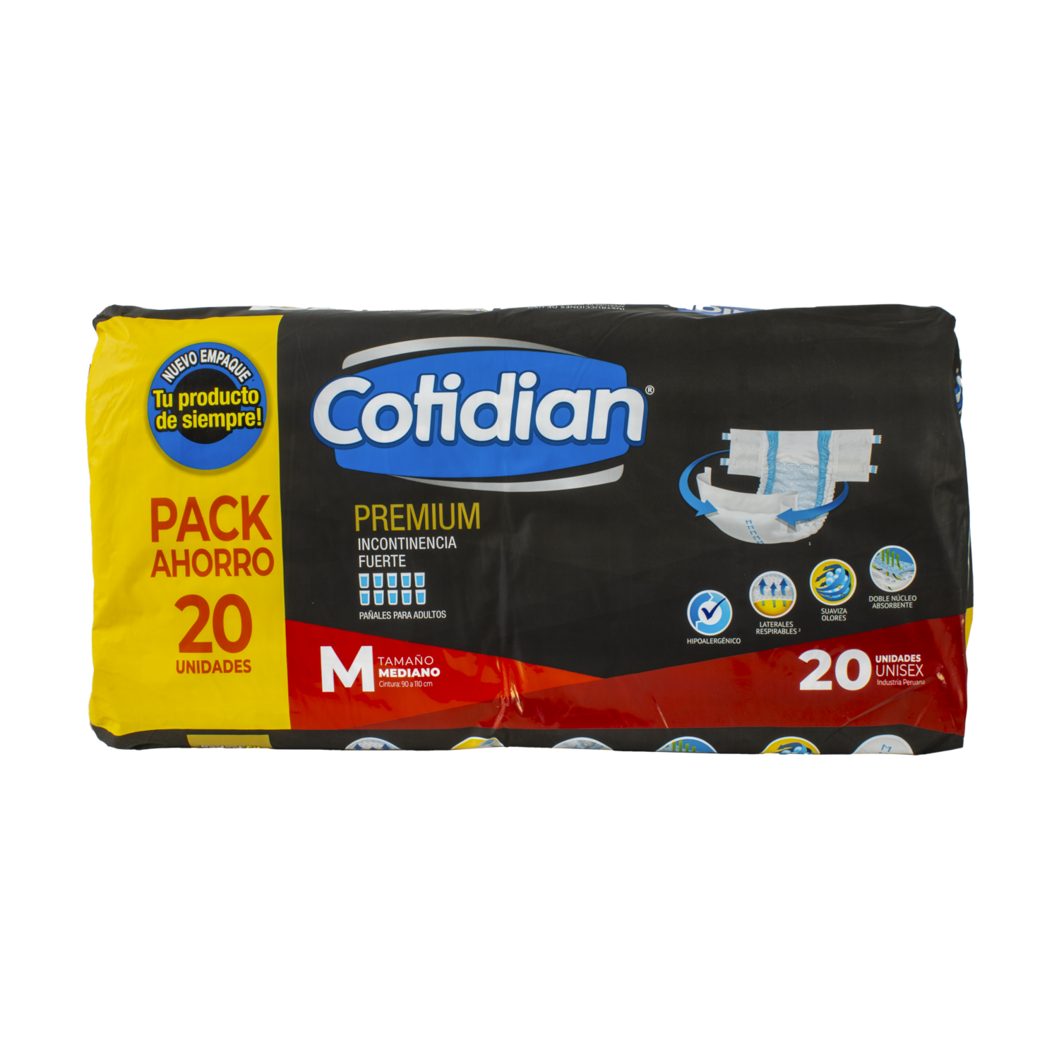 Pañal Para Adulto Premium Talla M COTIDIAN 20 Unidades