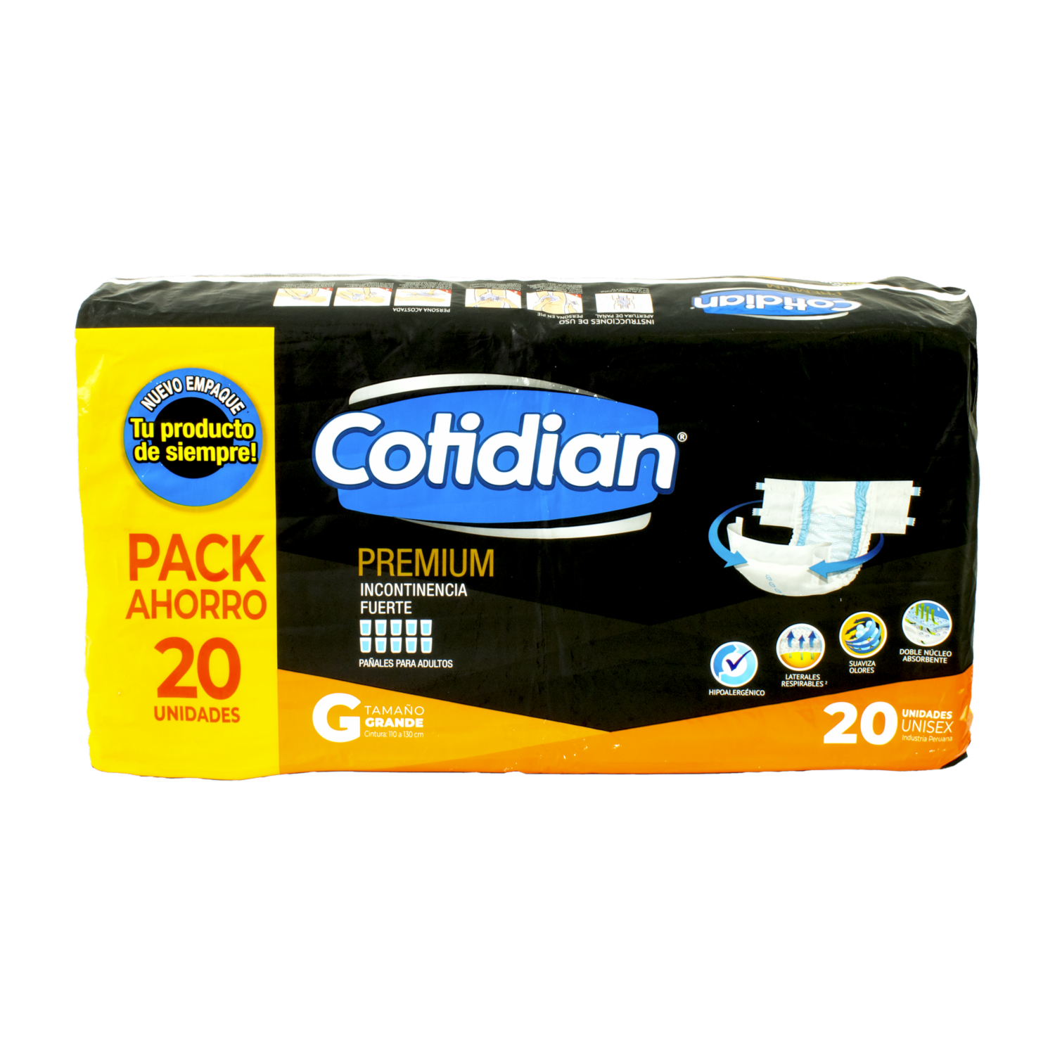 Pañales Para Adultos Premium Grande COTIDIAN X 20 Uds