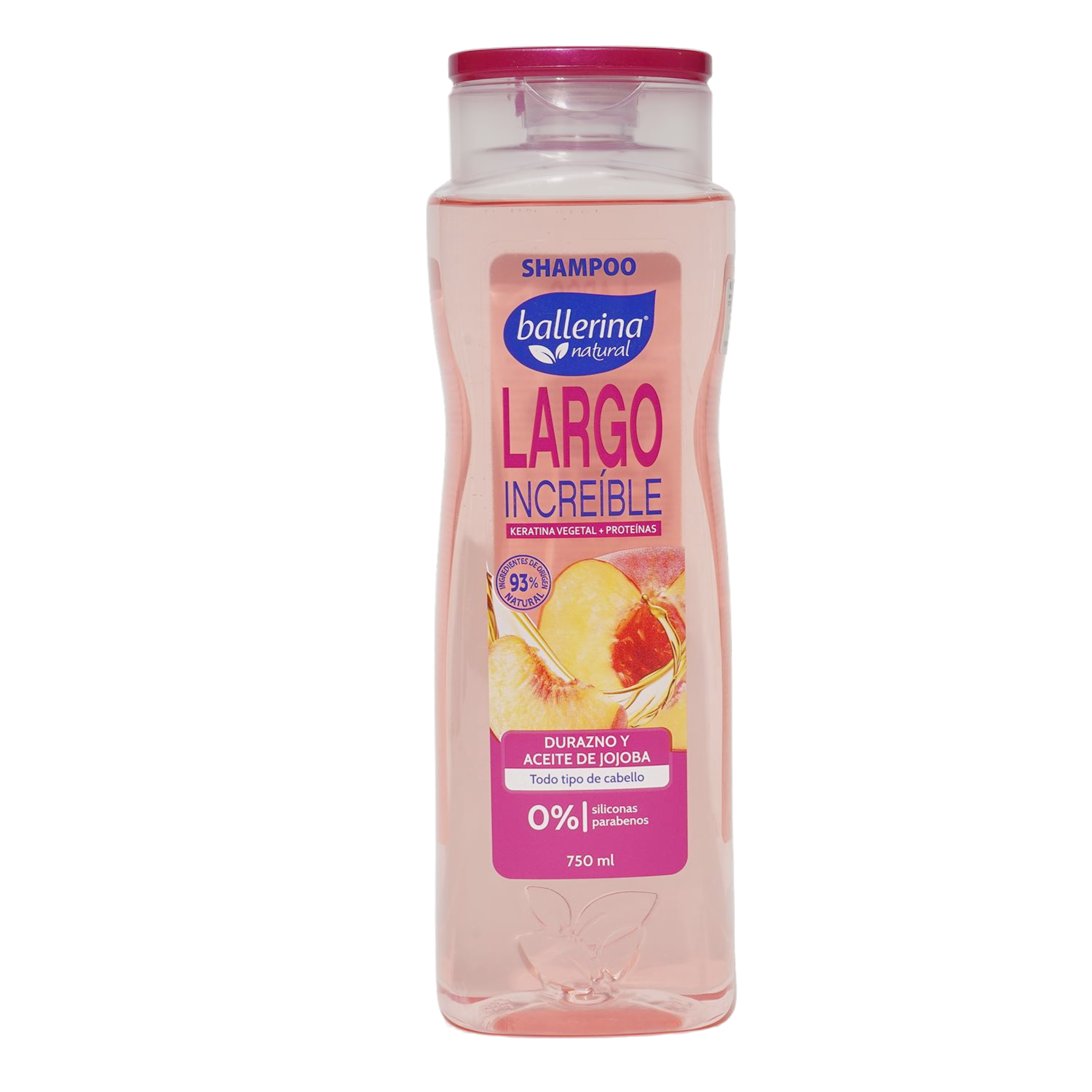 Shampoo De Cabello Largo Increíble Durazno Y Aceite De Jojoba Todo Tipo De Cabello BALLERINA 750 Ml