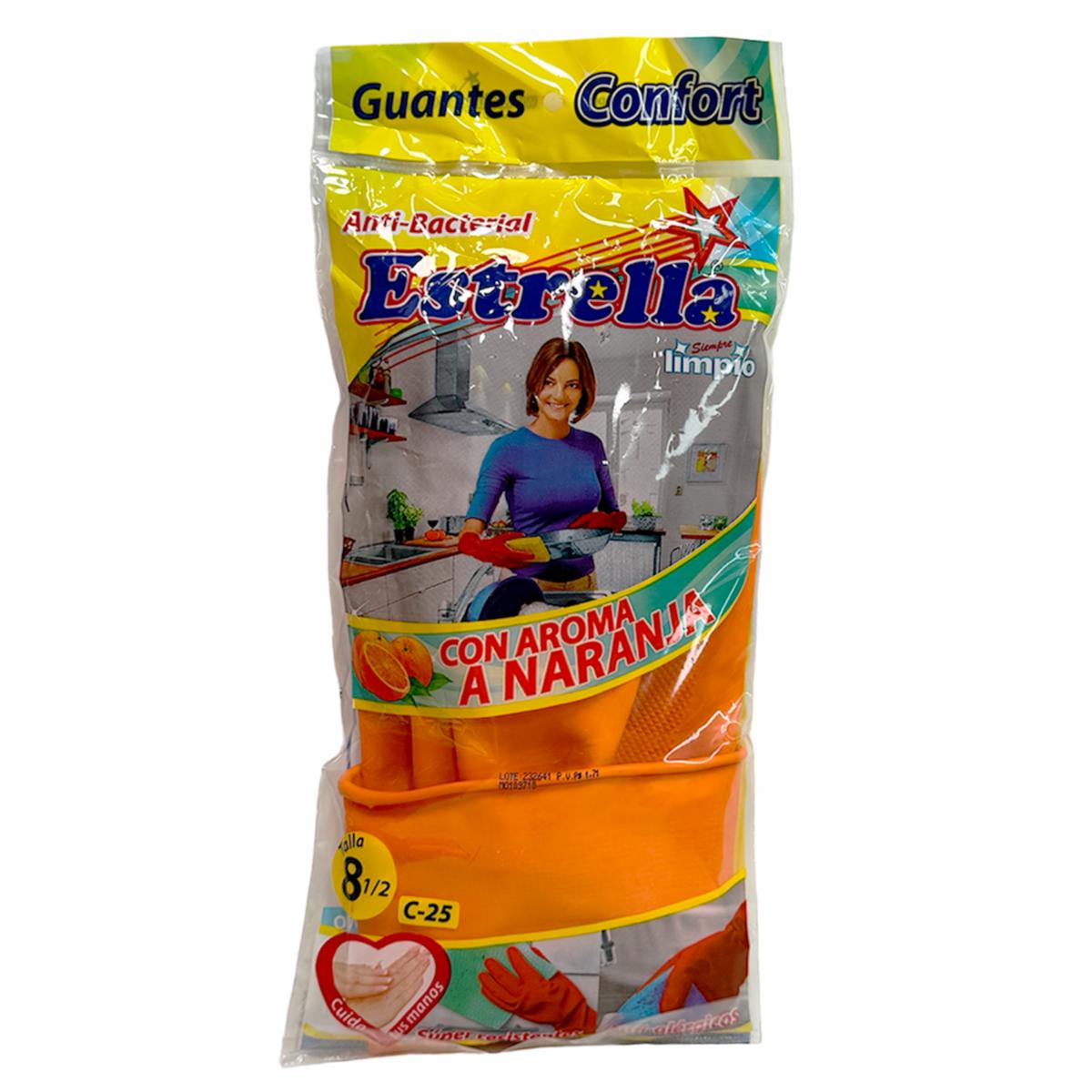 Guantes De Nitrilo Domésticos Antibacterial Aroma A Naranja ESTRELLA Talla 8 1/2