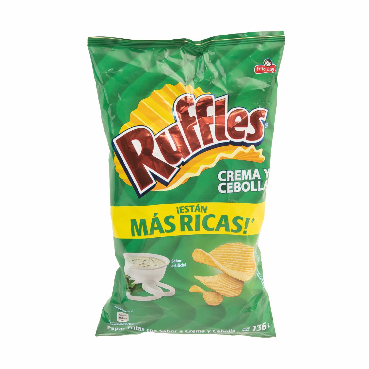Papas Fritas Sabor A Crema Y Cebolla RUFFLES 136 G