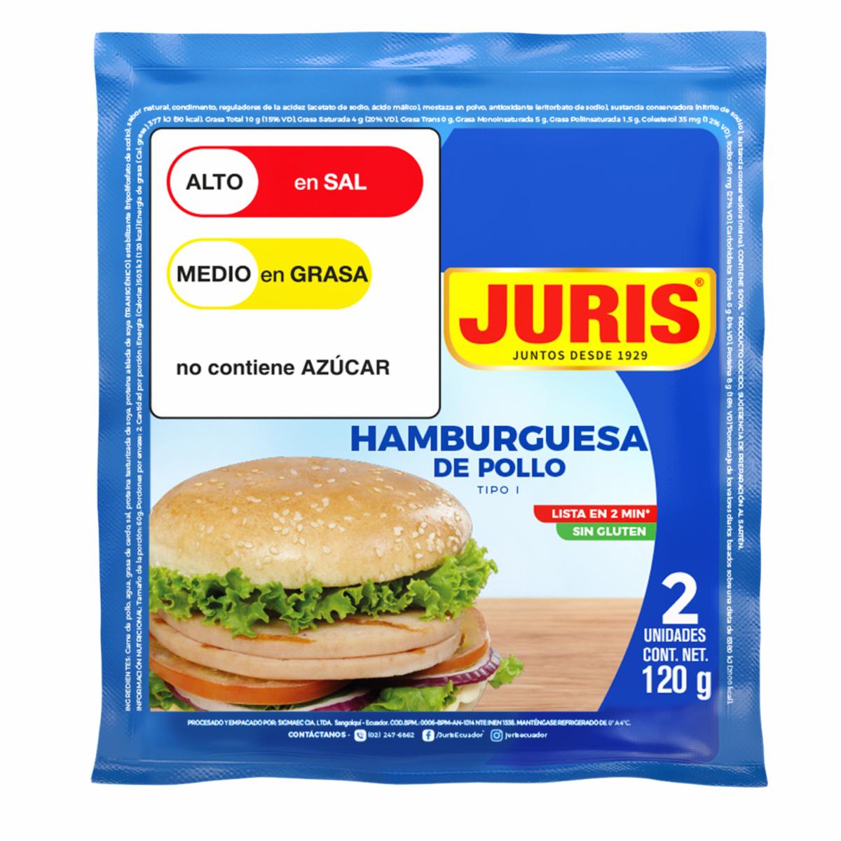 Hamburguesa De Pollo Tipo I JURIS 120 G