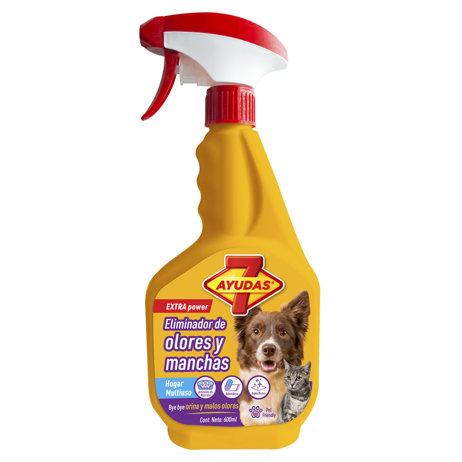 Eliminador De Olores Y Manchas De Mascotas 7 AYUDAS 600 Ml