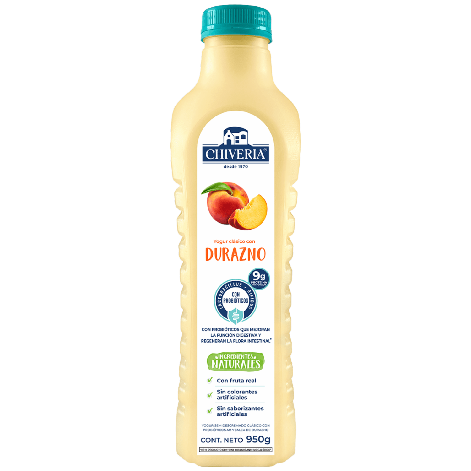 Yogurt Semidescremado Con Pulpa De Durazno CHIVERIA 950 G