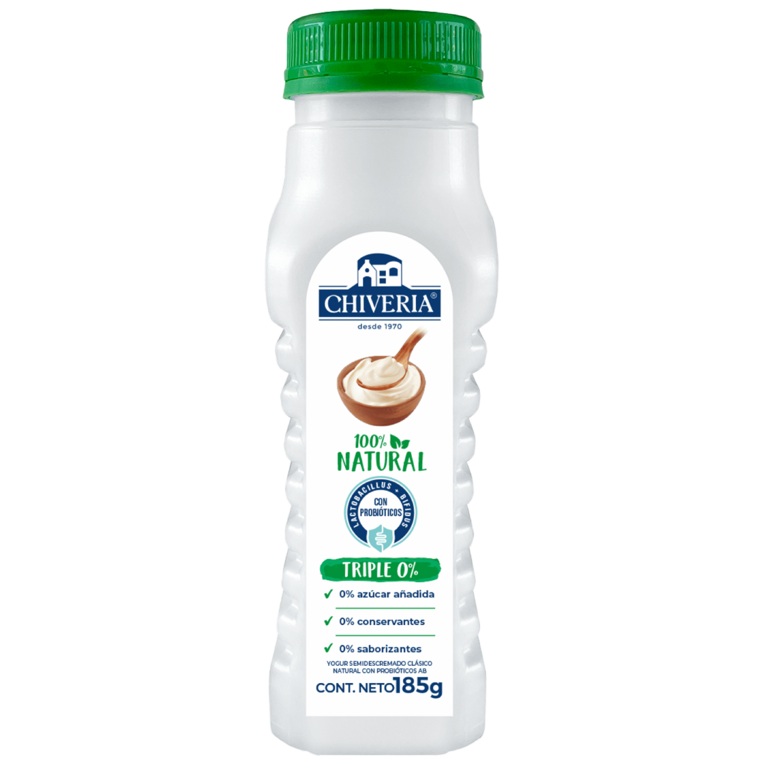 Yogurt Semidescremado 100% Natural Sin Azúcar CHIVERIA 185 G