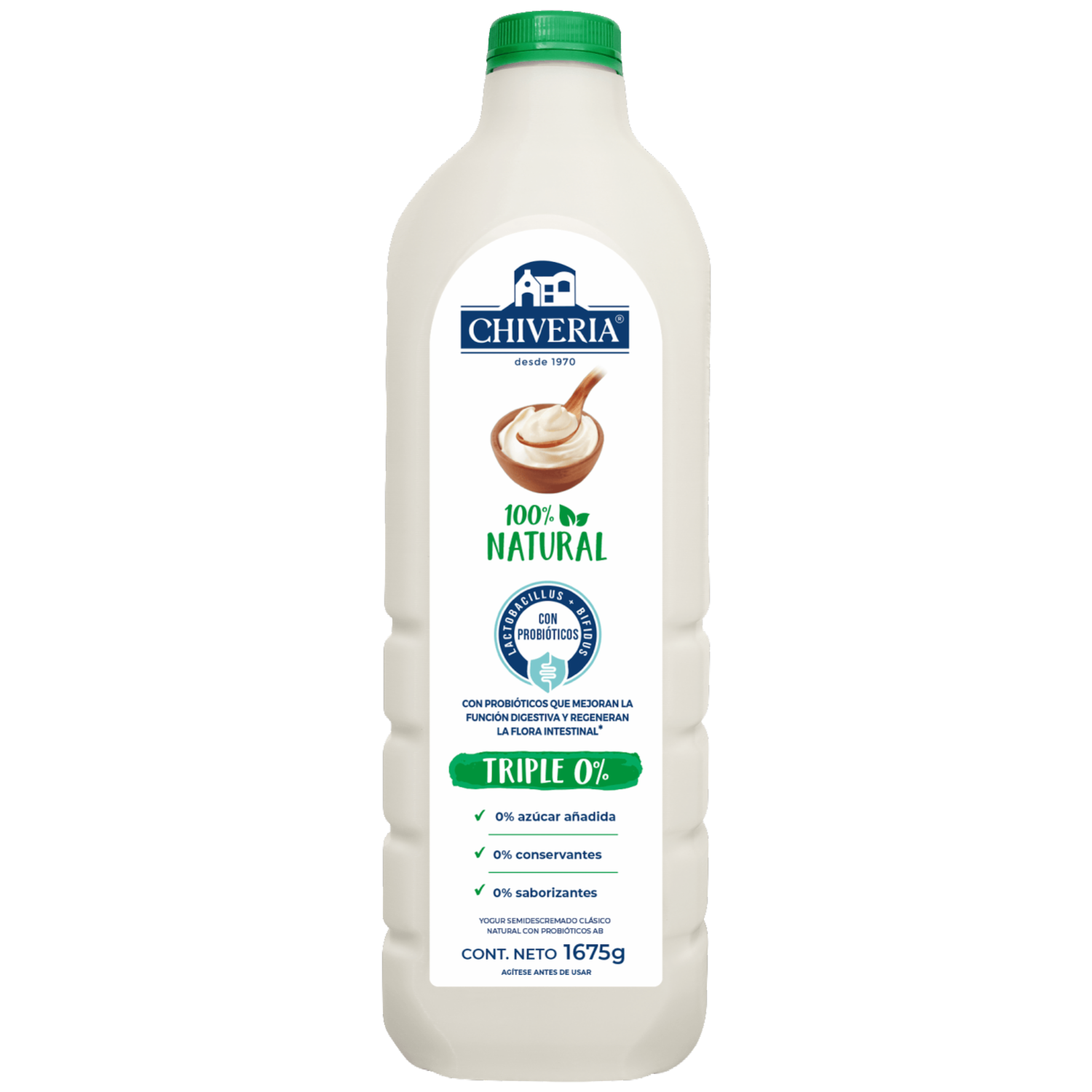Yogur Semidescremado 100% Natural Sin Azúcar CHIVERIA 1675 G