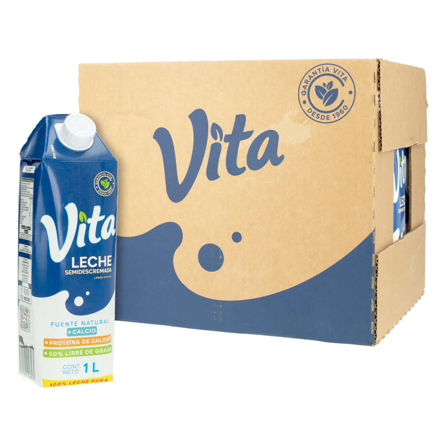 Leche Semidescremada Ultrapasteurizada VITA 12 X 1000 Ml