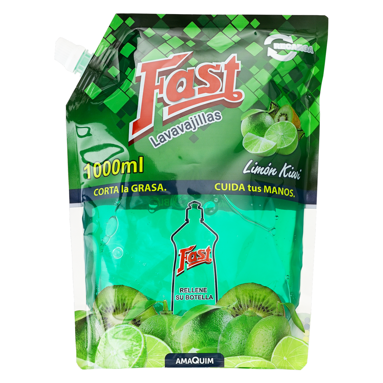 Lavavajillas Líquido Limón Kiwi FAST 1000 Ml