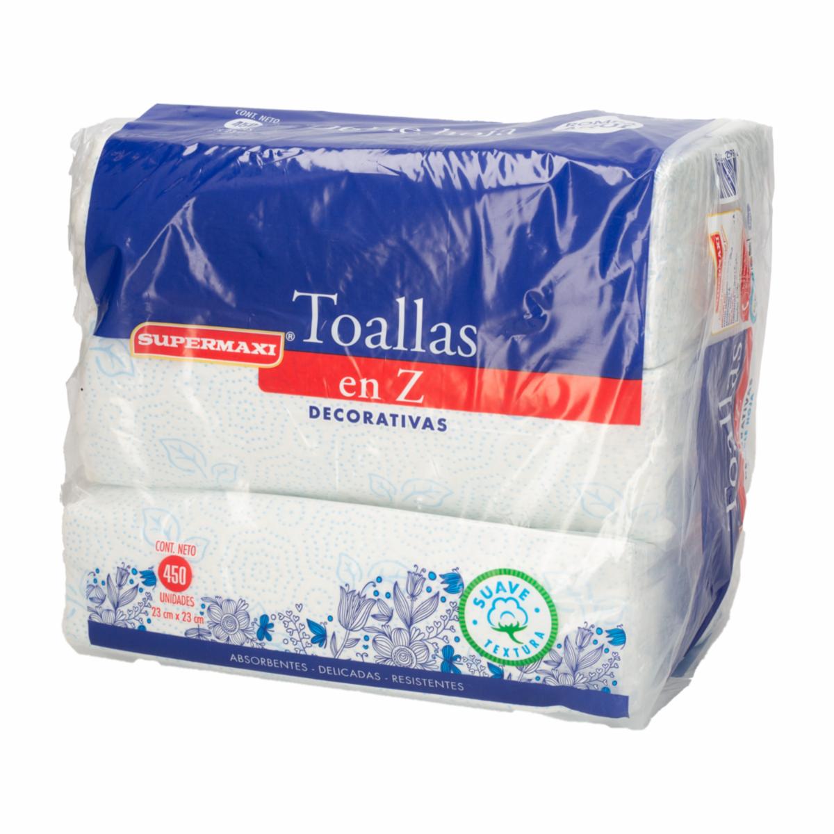 Toallas En Z De Papel Decorativas 23X23 Cm SUPERMAXI 3 X 150 Uds