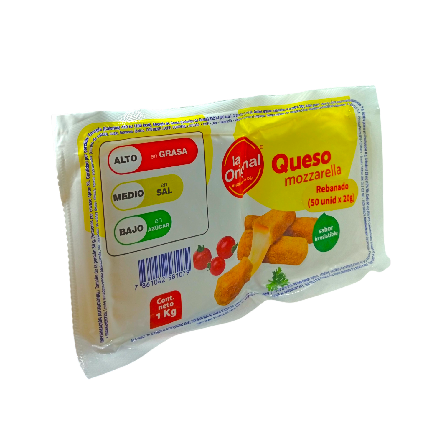 Queso Mozzarella Rebanado LA ORIGINAL 1000 G