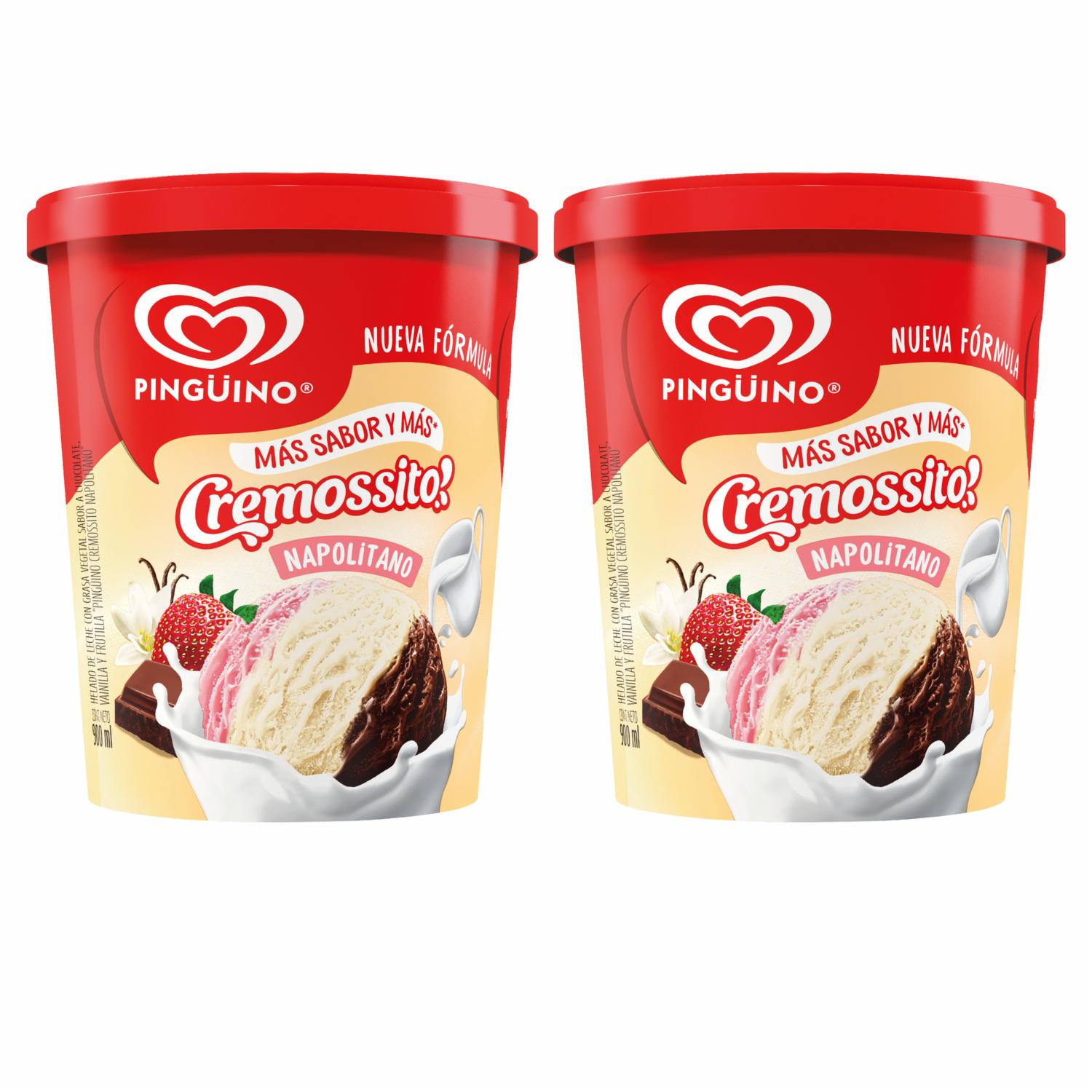 Helado Cremossito Napolitano PINGÜINO 2 Uds X 900 Ml