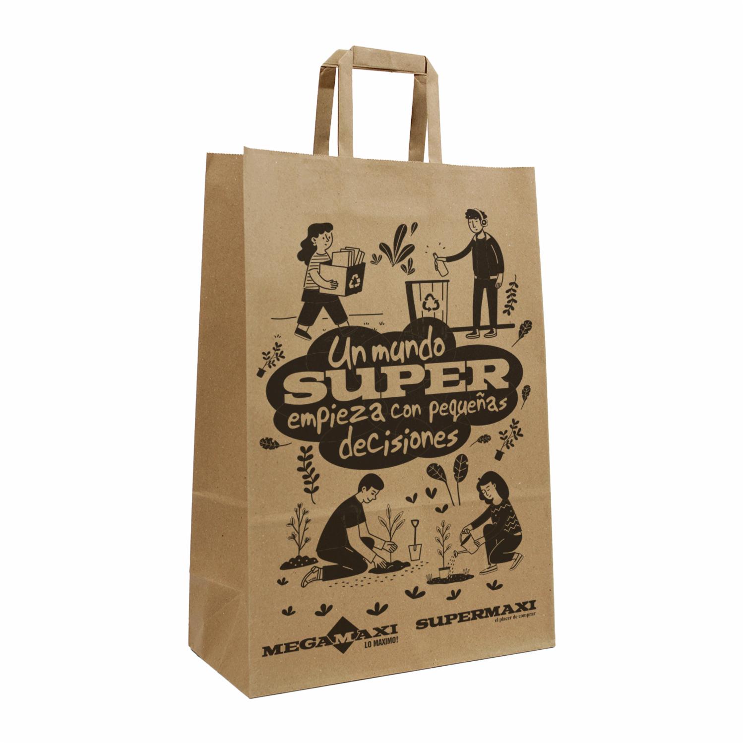 Bolsa De Papel Kraft SUPERMAXI Con Agarradera