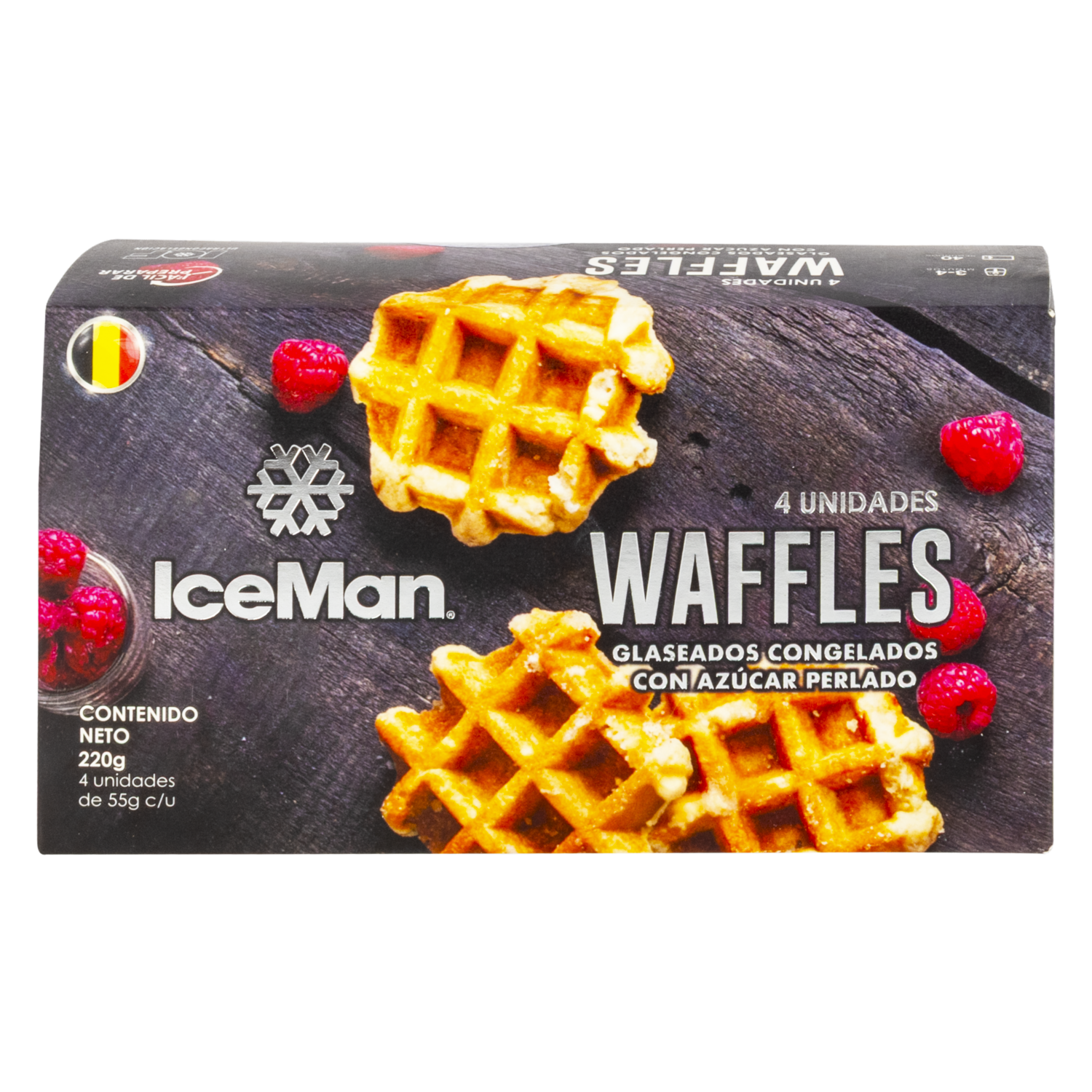 Waffles Glaseados Congelados Con Azúcar Perlado ICEMAN 4 X 55 G