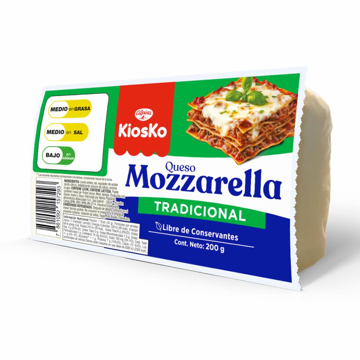 Queso Mozzarella Con Calcio KIOSKO 200 G