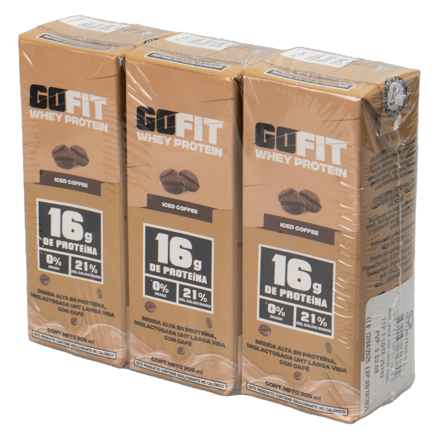 Bebida De Proteína Deslactosada Uht Larga Vida Con Café GOFIT 3 X 200 ml