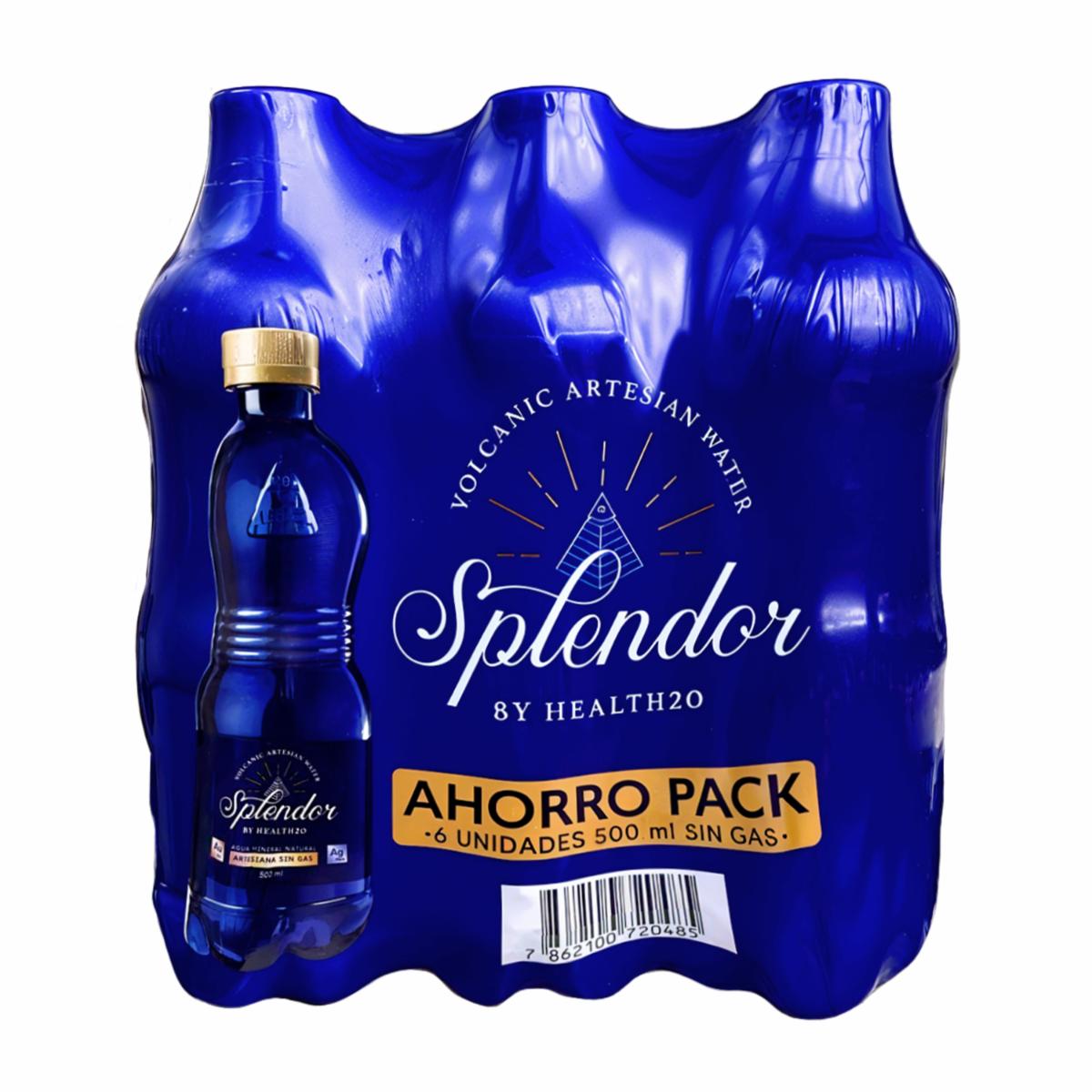 Agua Sin Gas Mineral Natural Artesiana SPLENDOR Six Pack X 500 Ml