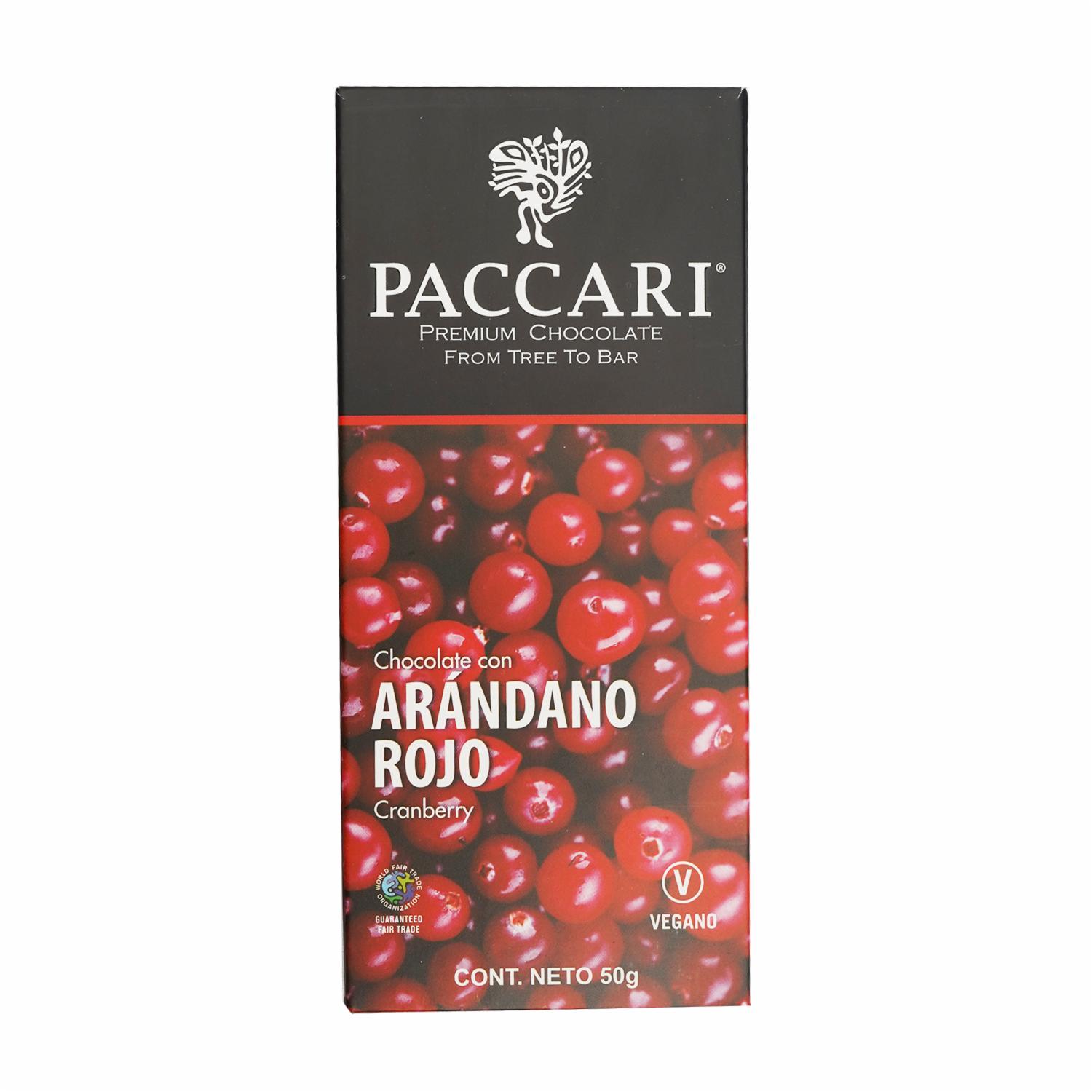 Chocolate 60% Arándano Rojo PACCARI Tableta 50 G