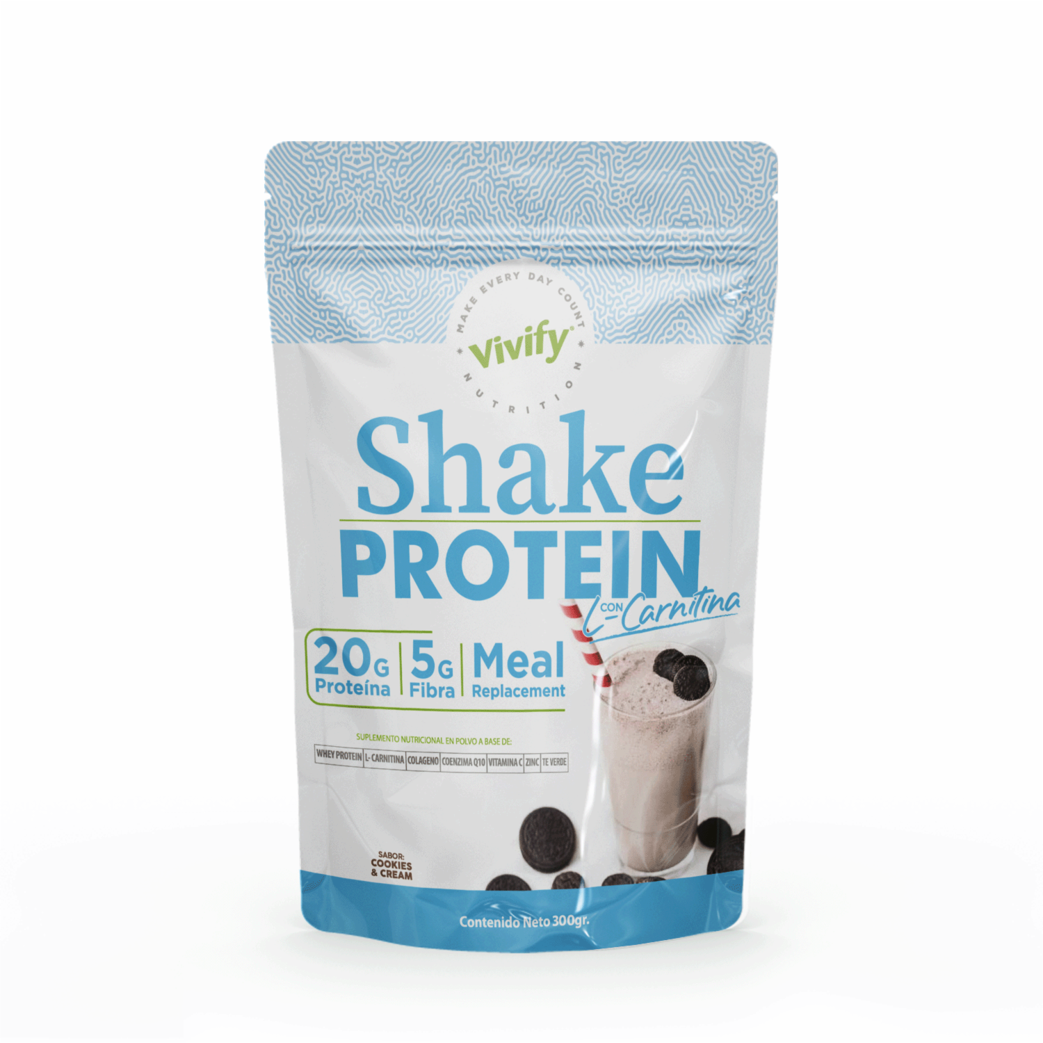 l carnitina proteina Shake Protein Con L-Carnitina Sabor Cookies & Cream VIVIFY 300 G Size:90 Lozenge B12 Injections 💉, Vitamin Memory & Concentration