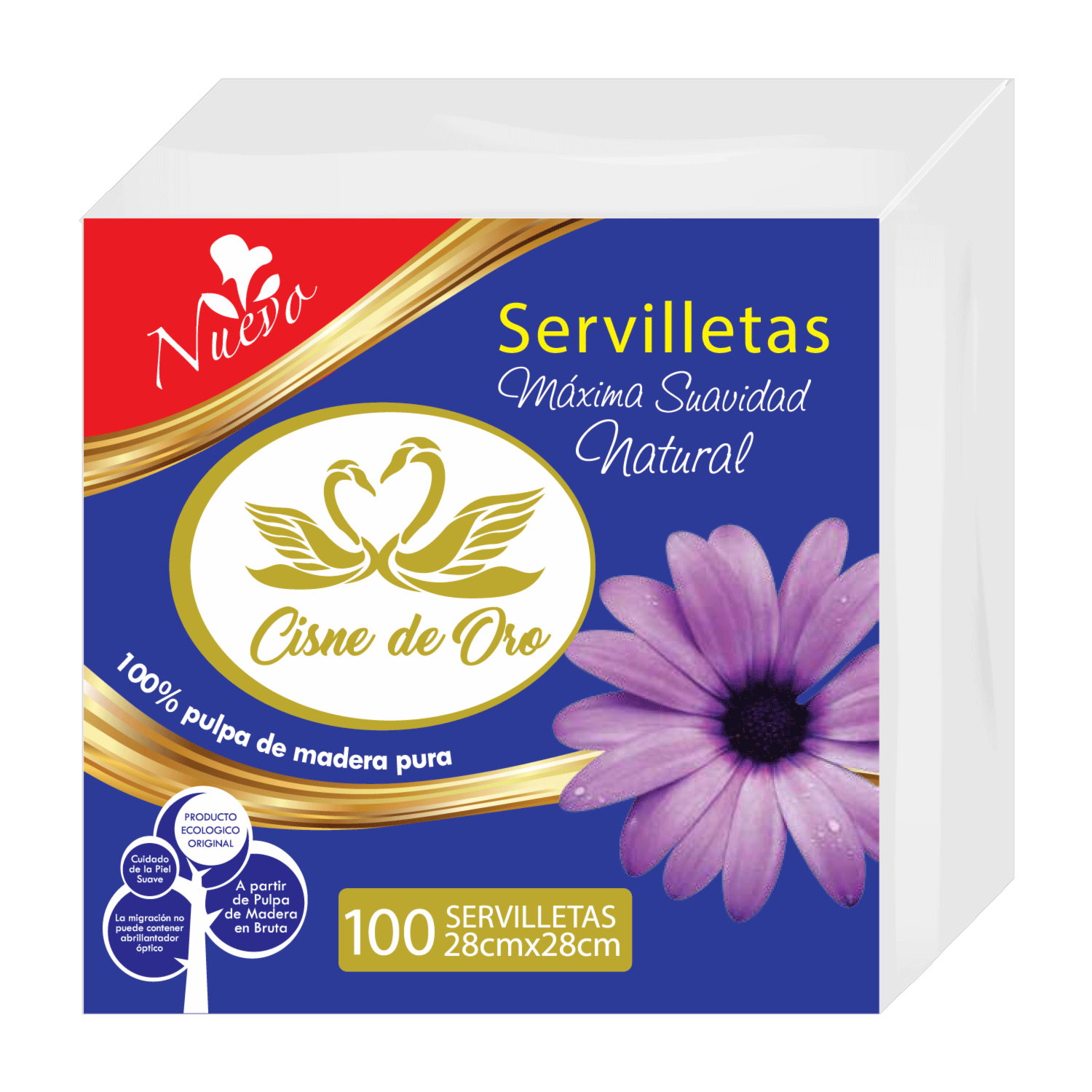 Servilletas Multiusos Máxima Suavidad Natural 28 X 28 Cm CISNE DE ORO X 100 Uds