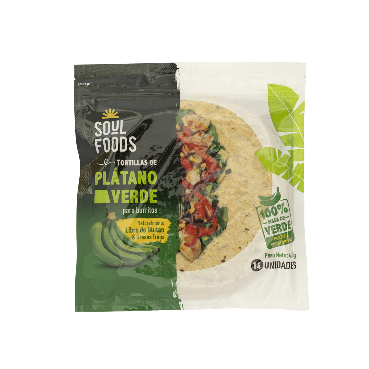 Tortillas De Plátano Verde Para Burritos SOUL FOODS 400 G