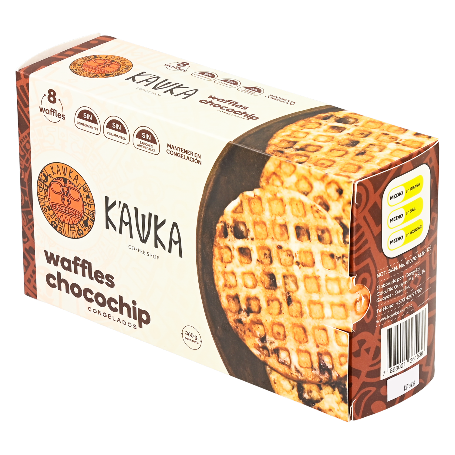 Waffles Chocochip Congelados K’AWKA 360 G