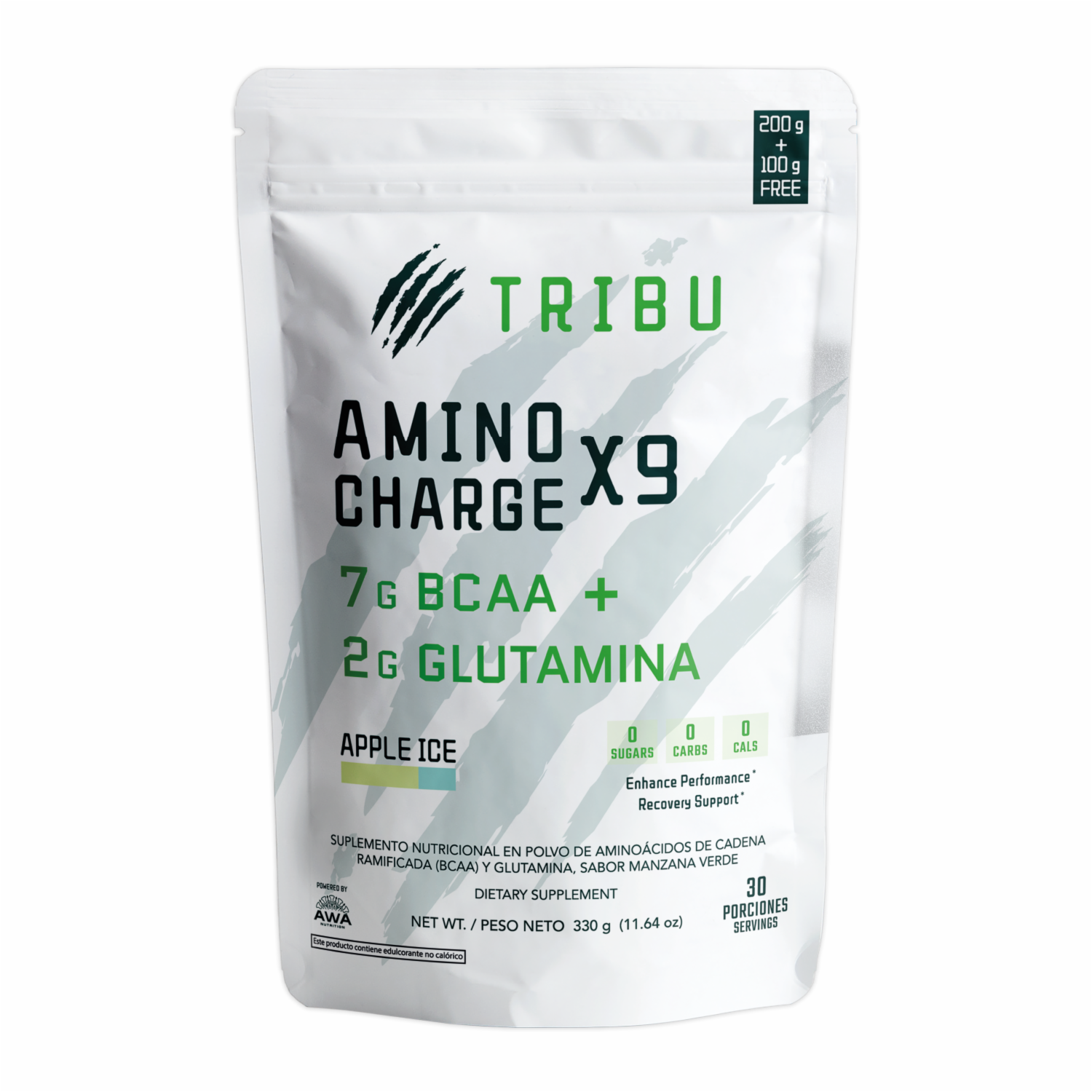 BCAAS Aminoácidos AminoChargeX9 Apple Ice AWA NUTRITION 330 G