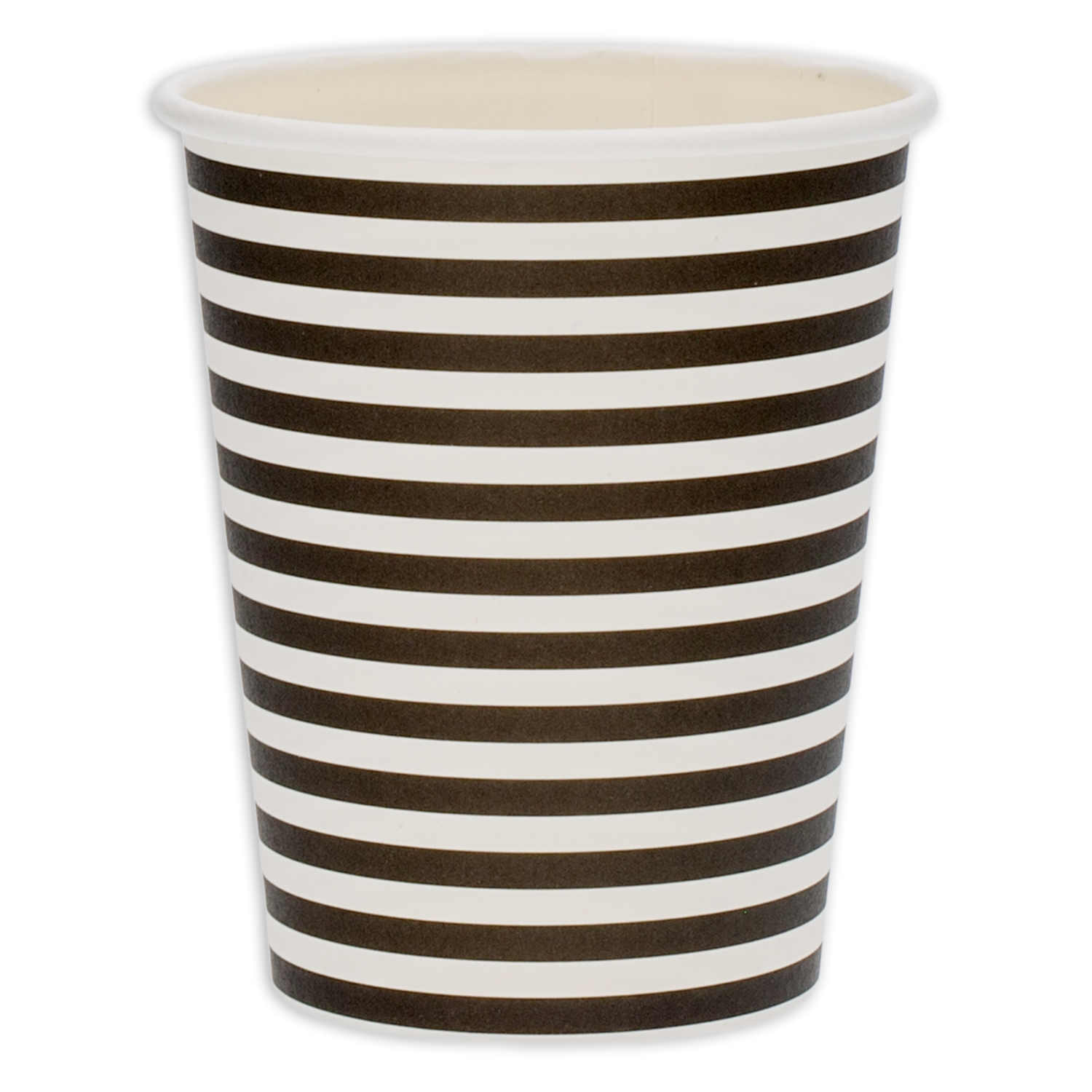 Vaso Negro Rayas Blancas Desechable De 9 Onzas DFHO 8 Unidades