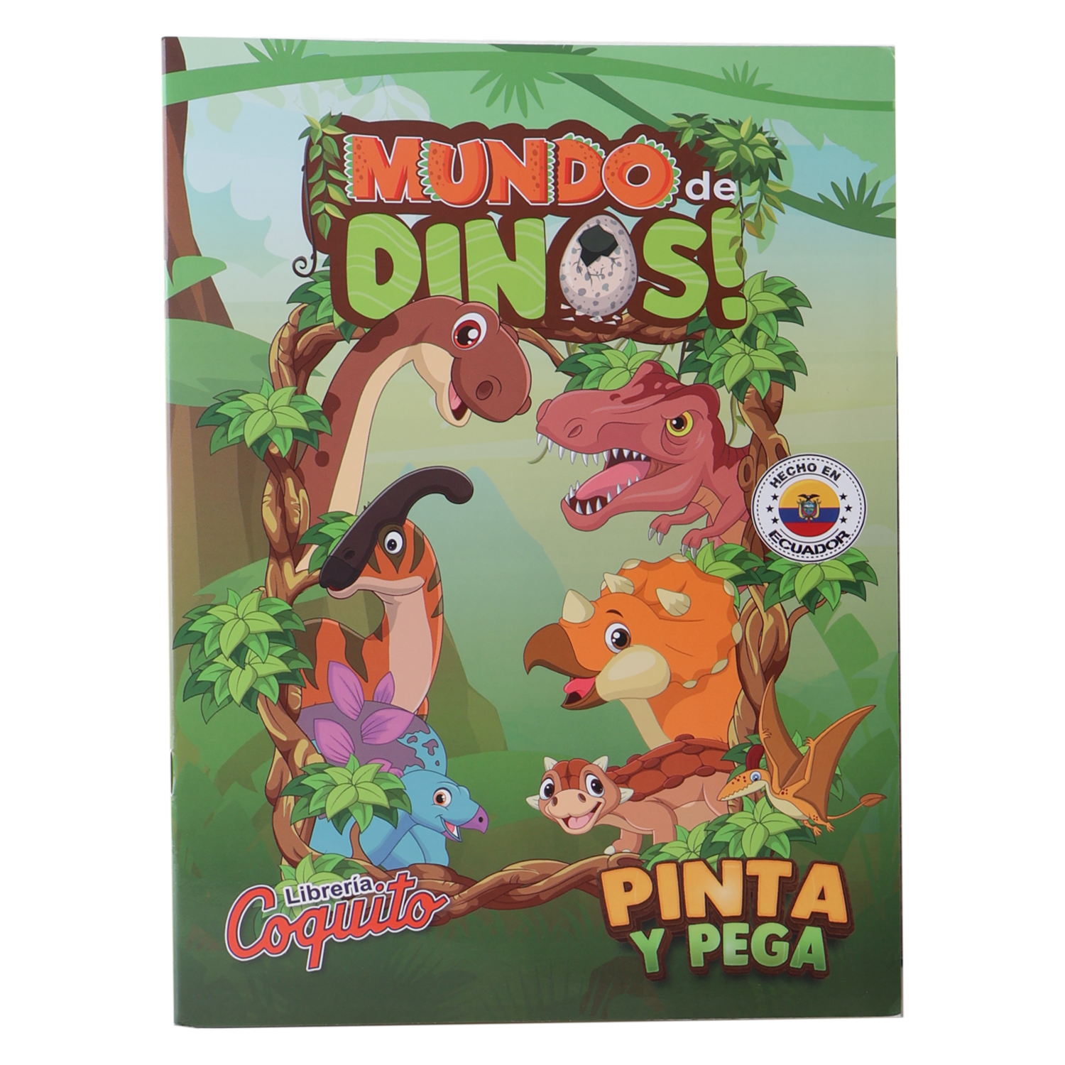 Libro Pinta Y Pega Mundo De Dinos COQUITO 25 Páginas
