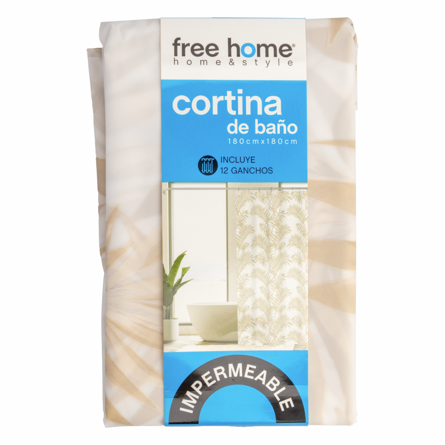 Cortina De Baño Con Ramas Amarillas Y Verdes FREE HOME 180X180 CM