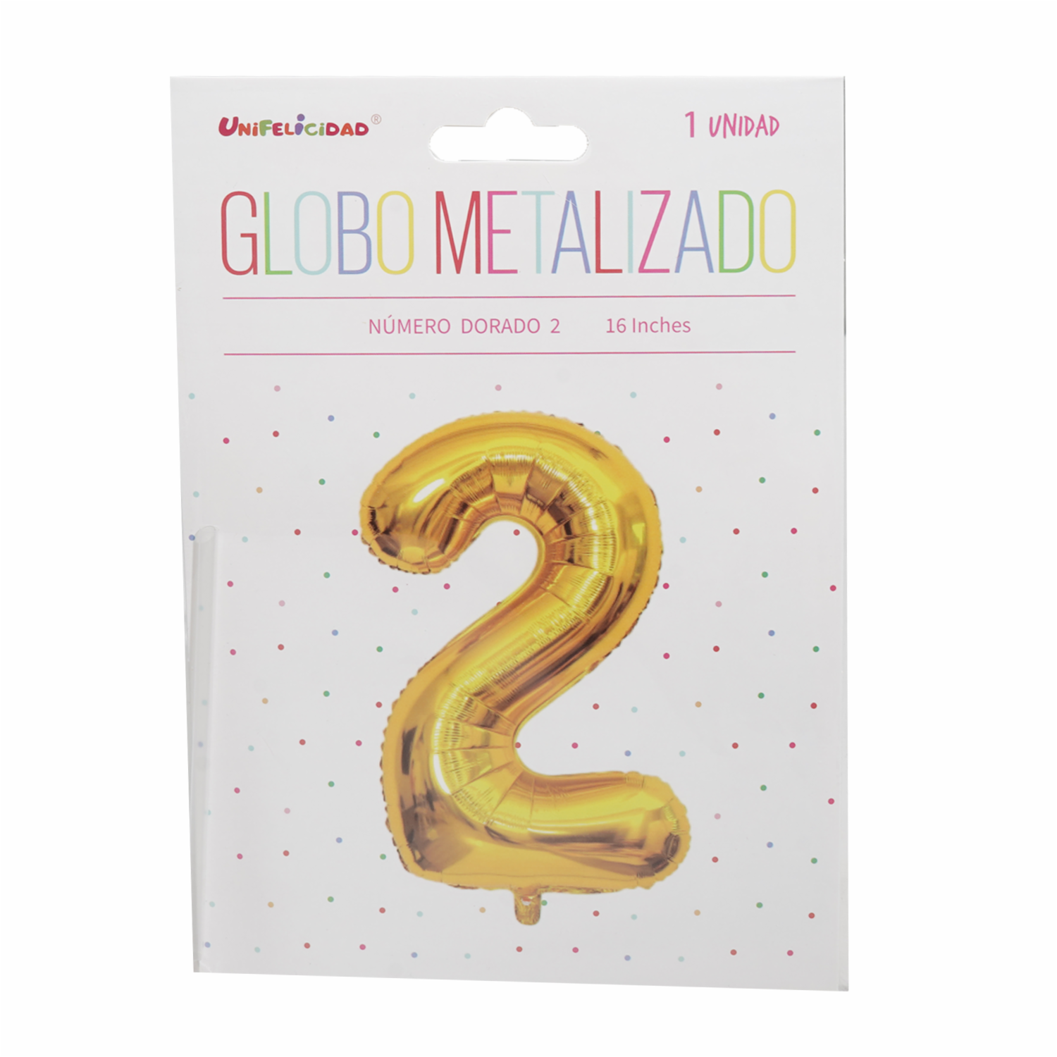 Globo Metalizado Dorado Nro. 2 UNIFELICIDAD 16″