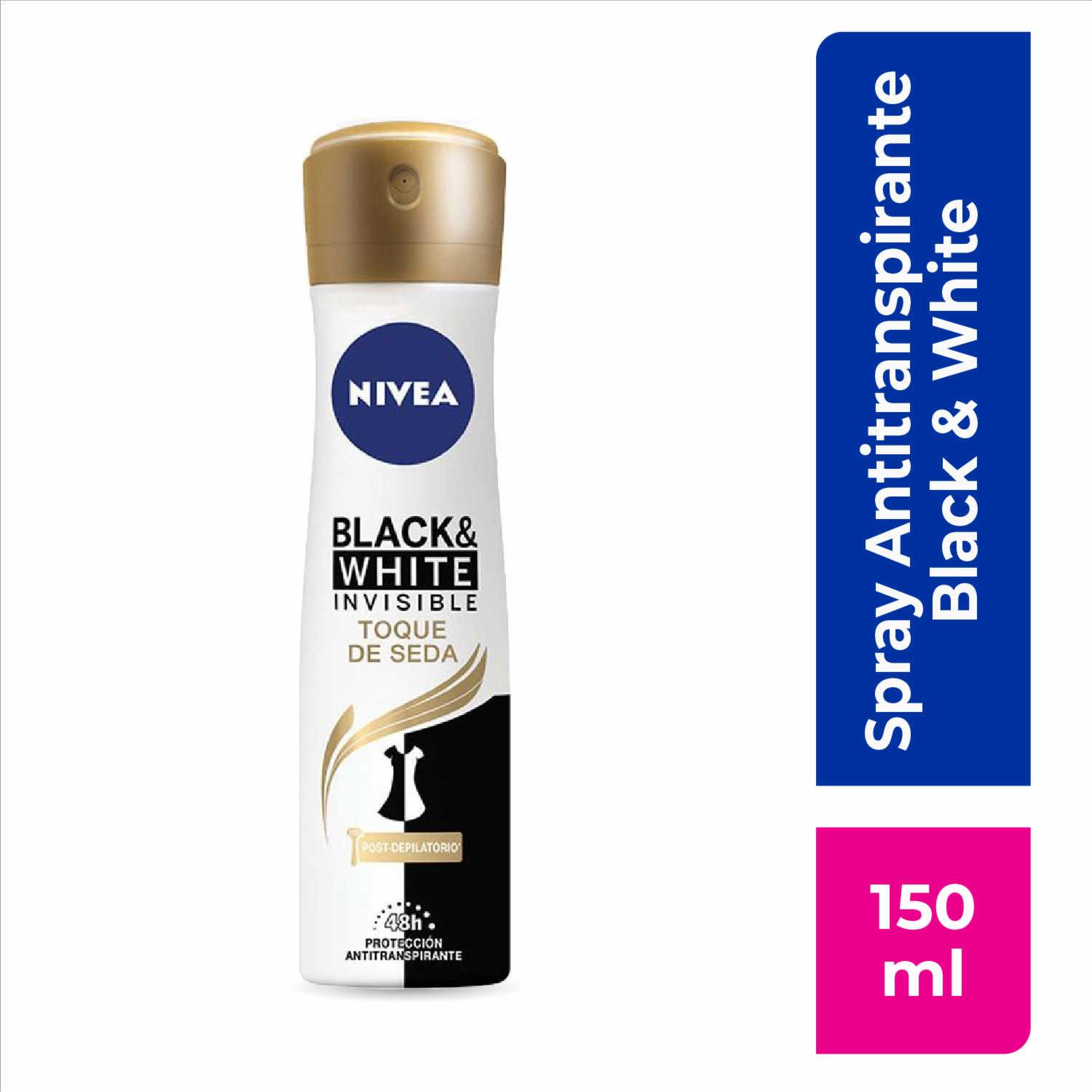 Desodorante En Aerosol Para Dama Invisible Black & White Efecto Satín NIVEA 150 Ml