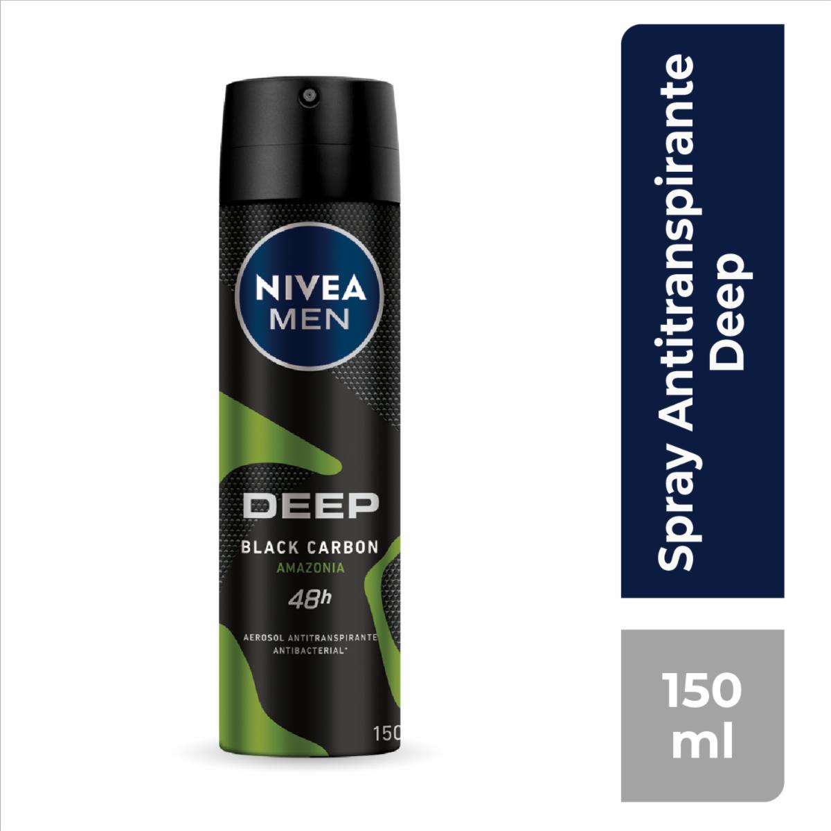 Desodorante En Aerosol Para Caballero Deep Amazonía Black Carbón NIVEA MEN 150 Ml