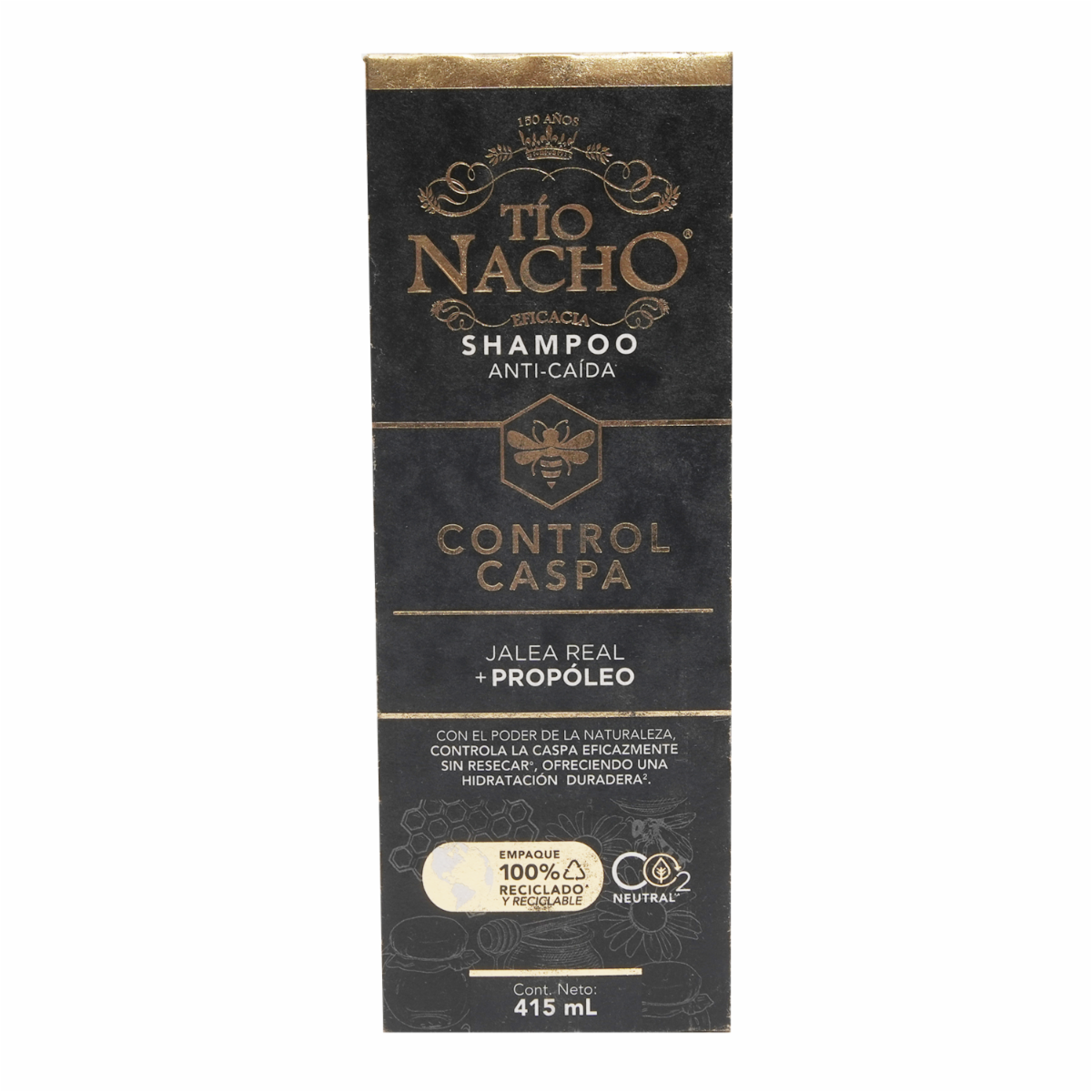 Shampoo De Cabello Anti-Caída Control Caspa Jalea Real Y Propóleo TÍO NACHO 415 ML